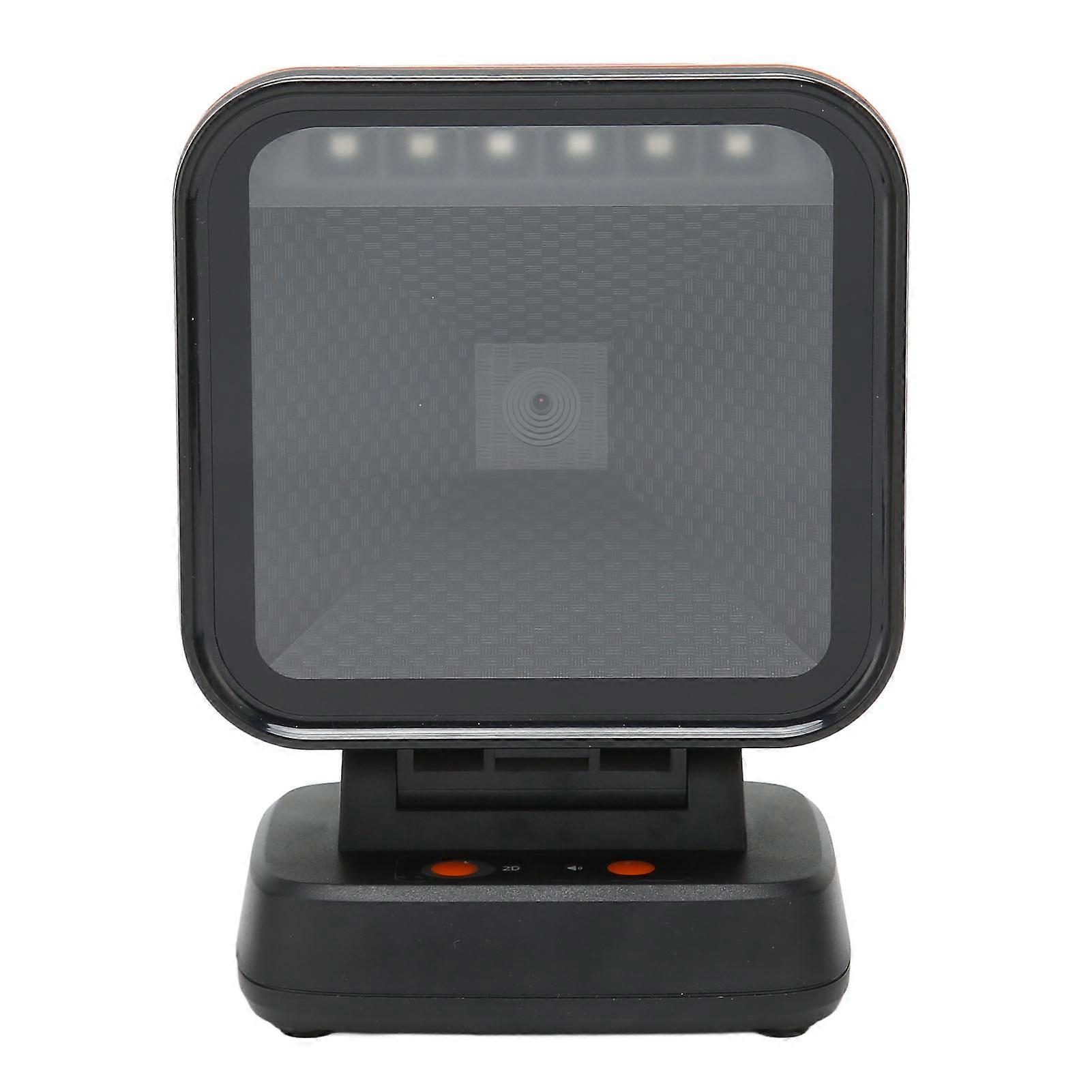 2D 1D QR Desktop Barcode Scanner Wired USB Large Scanning Window Adjustable Angle Barcode Scanner for PC Store Warehouse 