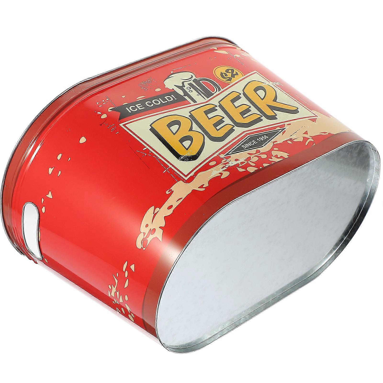 Bottled Beverage Cooler Iron Drink Cooler Storage Red 39X25X23.5CM Rectangular For Home 1Pack