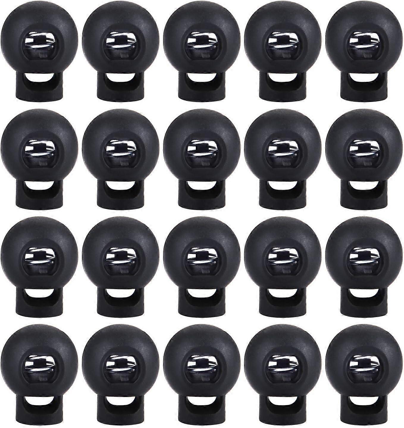 50 Pieces Rod Holder and Curtain Accessory Cord Clip One Hole Cord Stopper Round Stopper Drawstring Closure End, Black