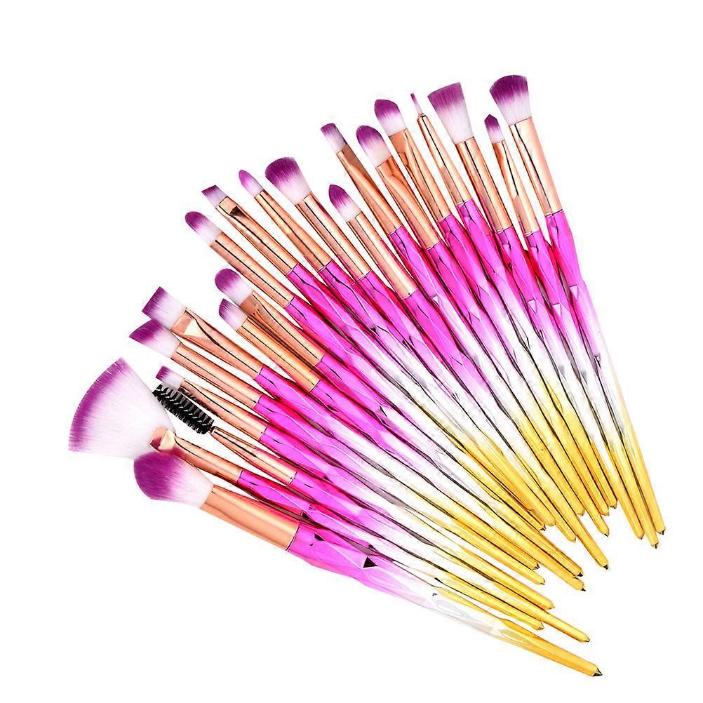 20pcs Makeup Set Makeup Tool Cosmetic Tool Transparent Handle for Women (Gradient Pink Silver)
