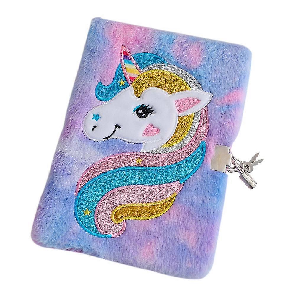 Adorable Dairy for Girl Fluffy Notebook Hotel Suitable Drawing Feature Dyeing Purple Plush 1Pack