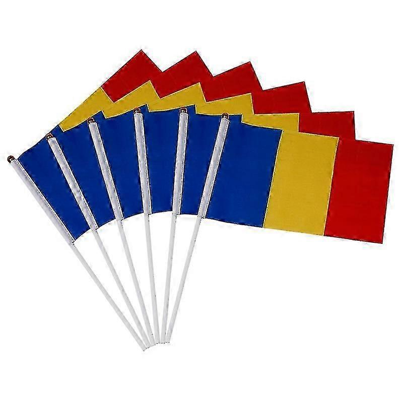 Custom hand flag for Romania - 100pcs 14x21cm polyester banner