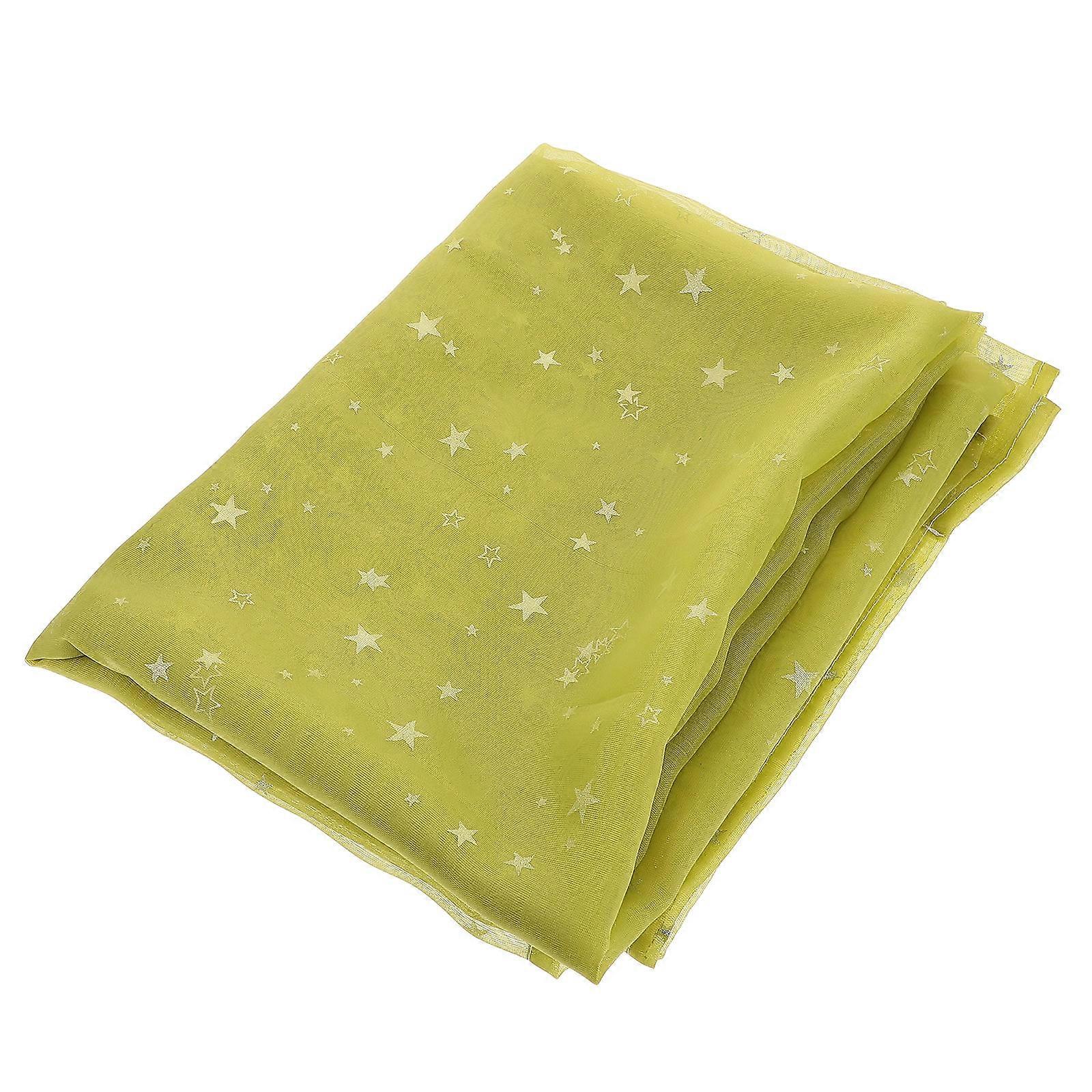 Green Sheer Curtains with Star Patterns for Window Treatment Polyester for Bedroom Living Room 100x270CM