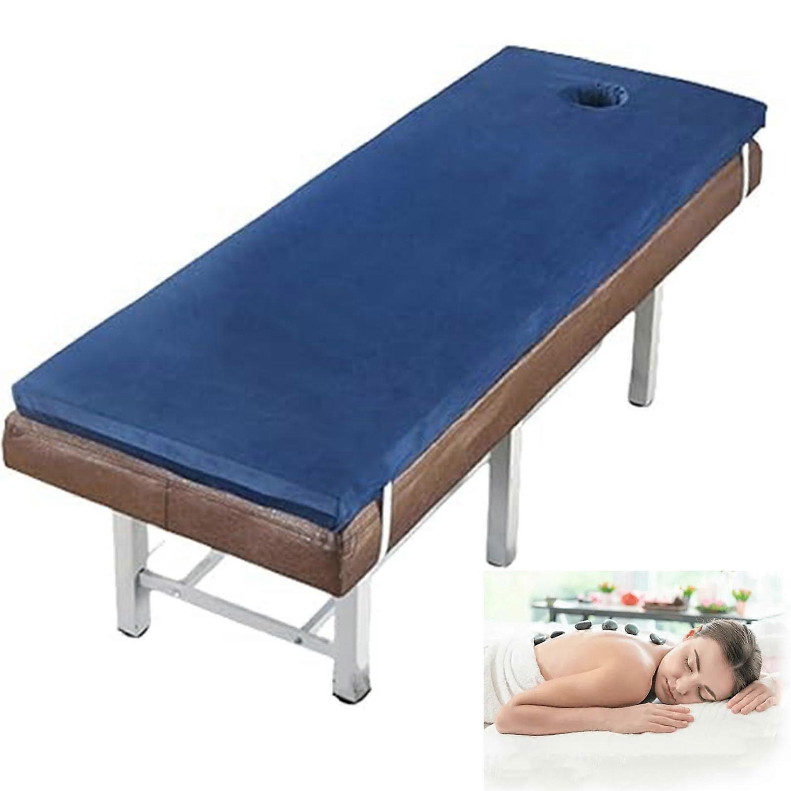 Massage Bed with Memory Foam Mattress Topper 8 cm Thick for Spa Beds (70 x 180 cm, Blue)