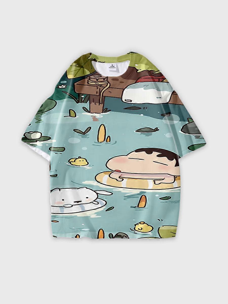 T-shirt round neck Cartoon Pattern loose short sleeve B2000