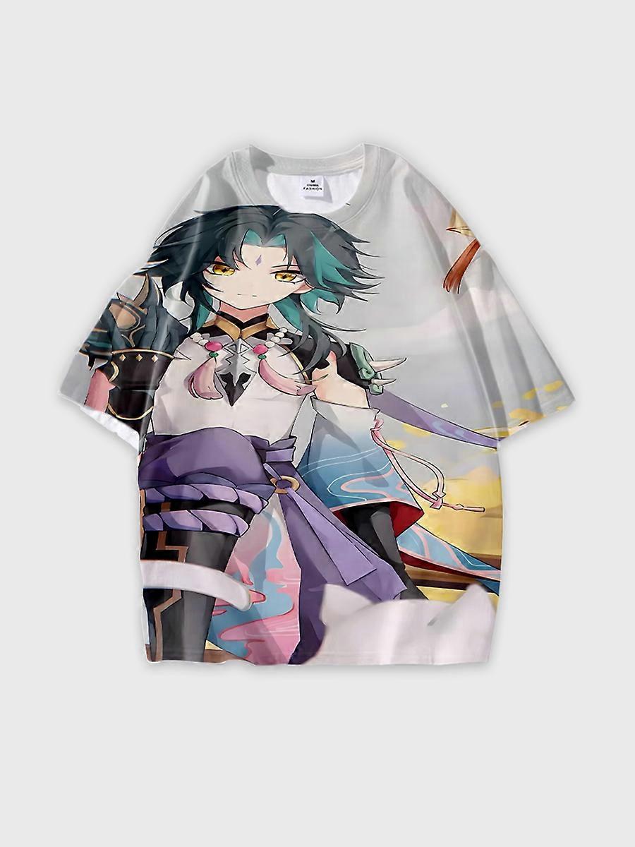 T-shirt round neck Role Pattern loose short sleeve D260