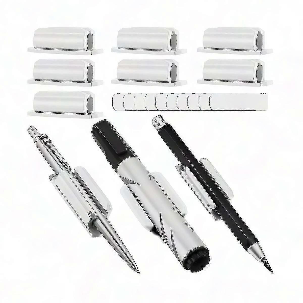 10-Pack Adhesive Silicone Pen Holders for Desk & Surfaces with Extra Paste
