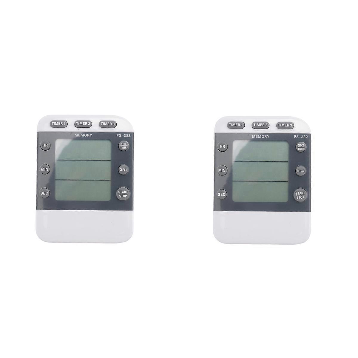 2X Digital Timer 100 Hour Triple Count Down/Up Clock Timer Kitchen Cooking Timer with LCD Display Lo