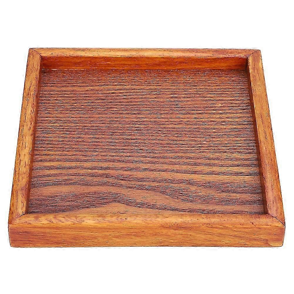 Small Portable Square Shape Solid Wood Tea Coffee Snack Dinning Serving Tray Plate (18*18*2)