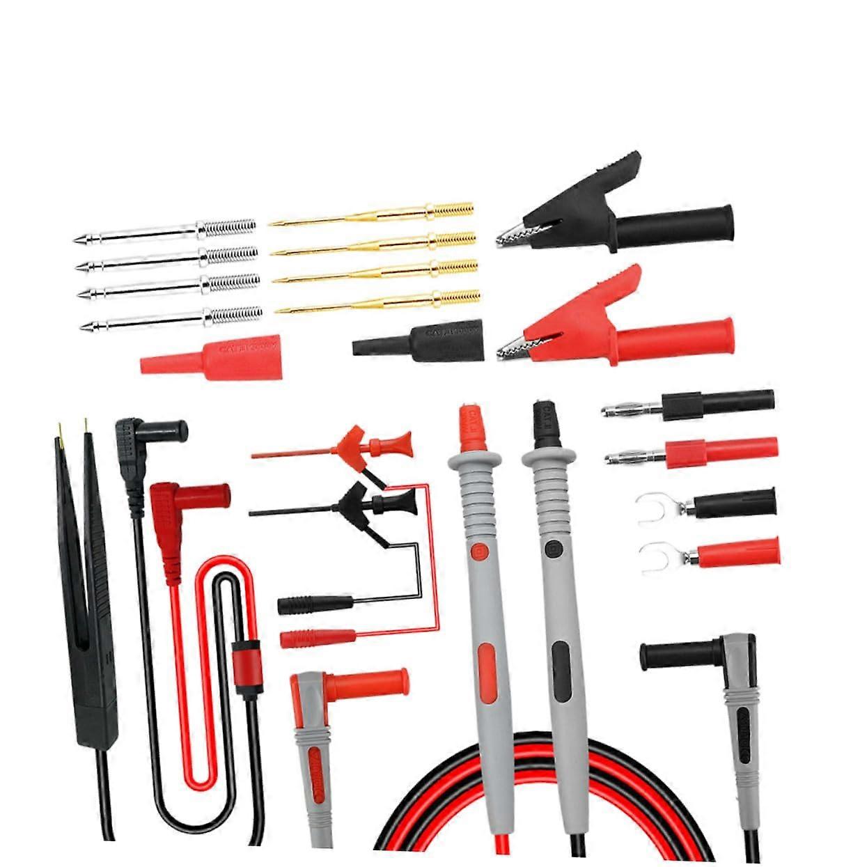 Multimeter test lead set with crocodile clips and probe connectors for electrical testing tools