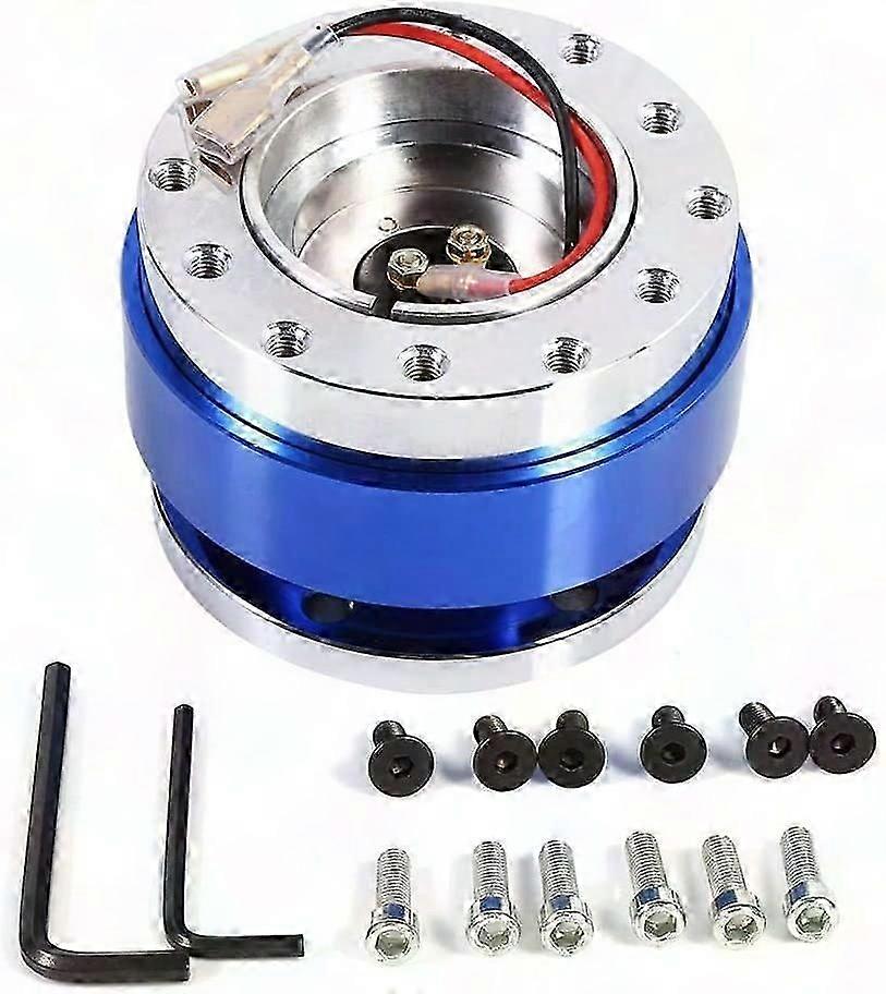 Universal 6 Hole Snap-off Steering Wheel Quick Release Hub Adapter Kit in Blue