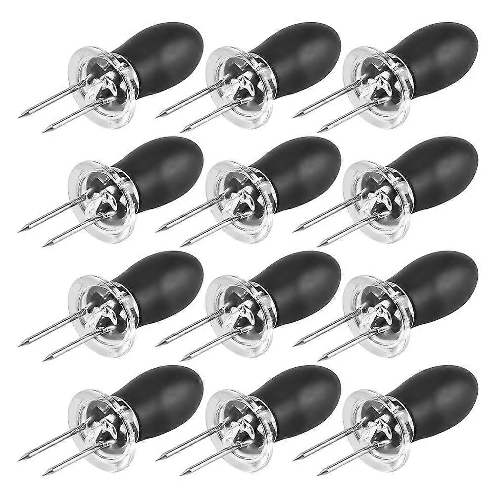 Stainless Steel and Silicone Corn Holders for Home Use with Firm Grip and Safety Interlock 12 Pieces
