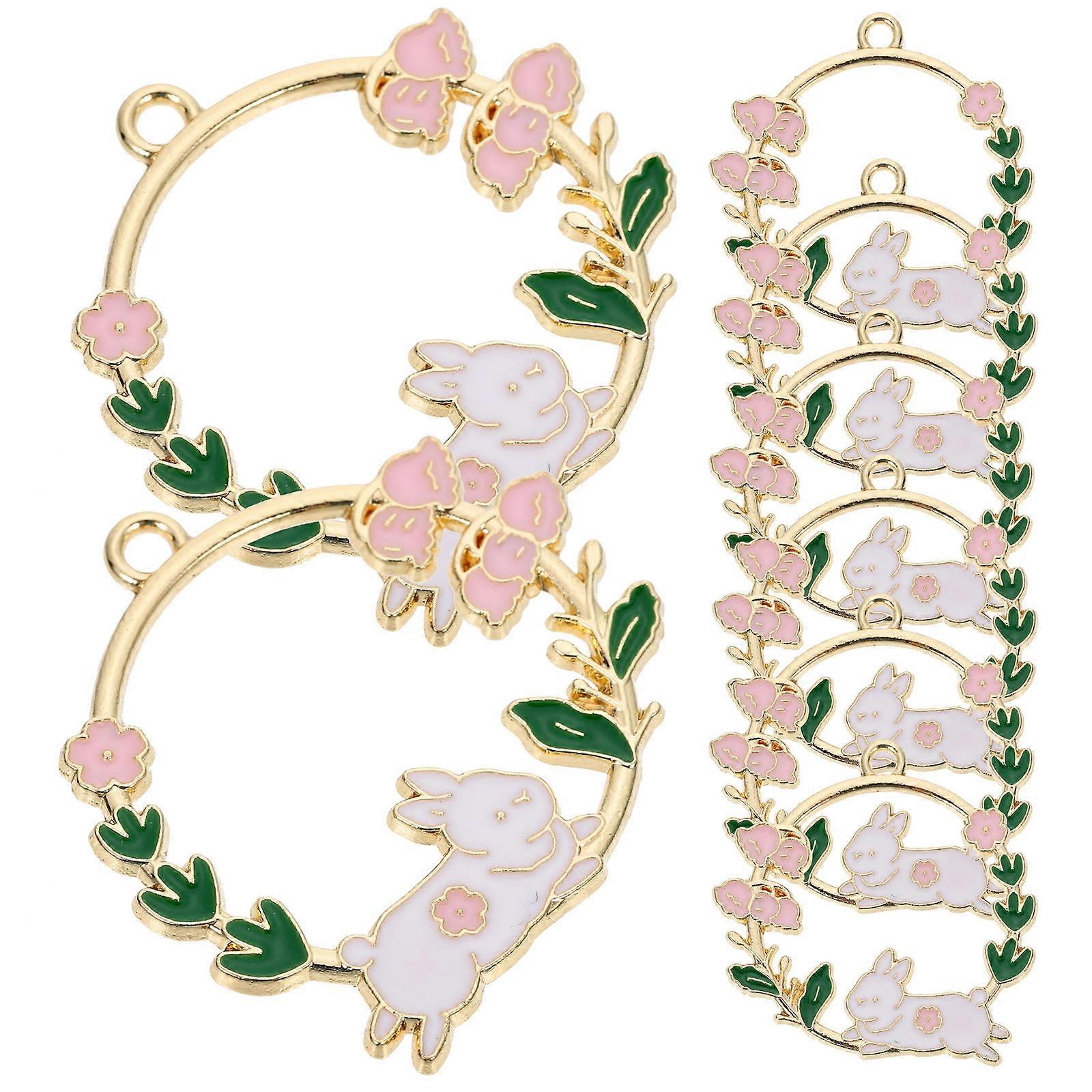 Durable Alloy Rabbit-Shaped Ornaments for DIY Assorted Color 10Pcs