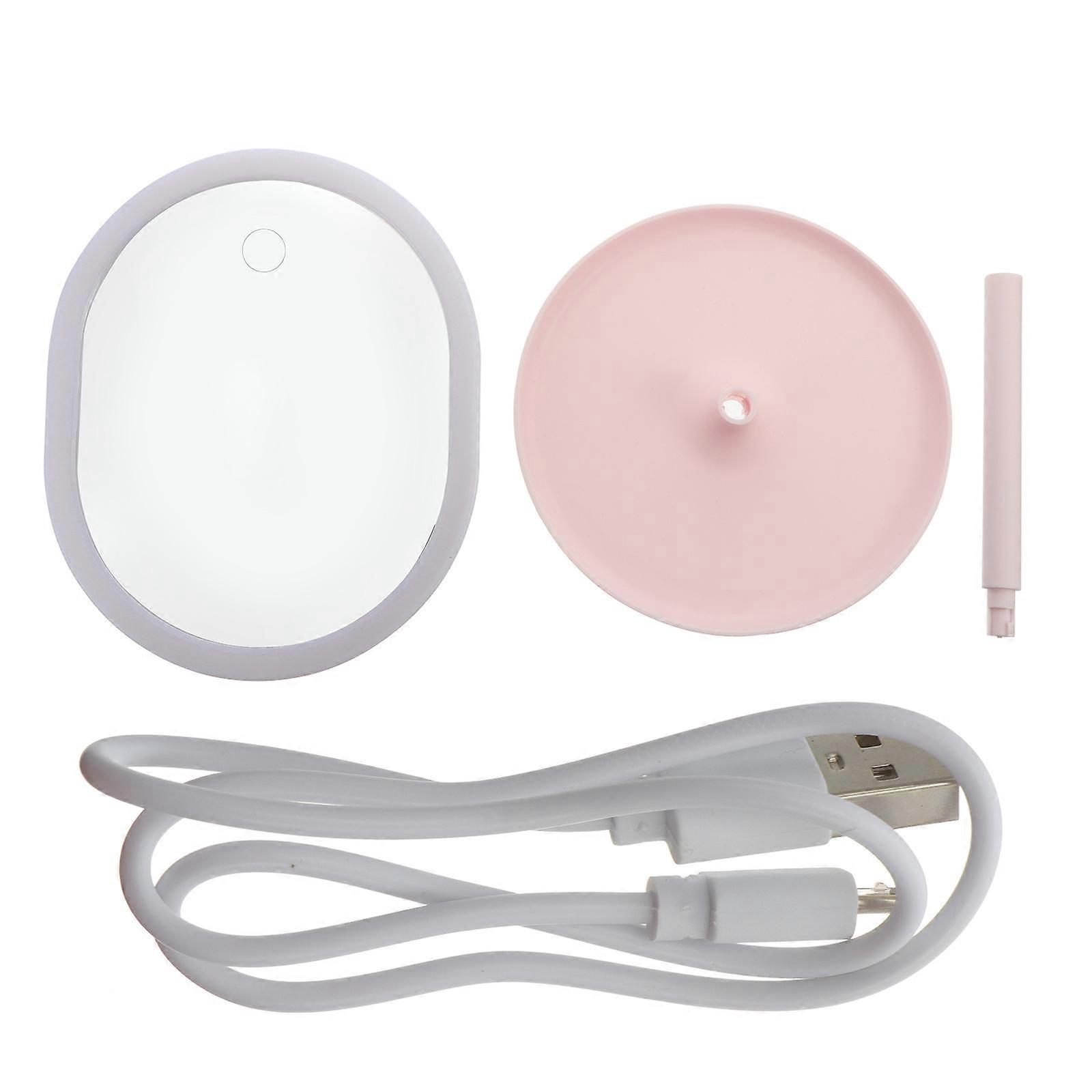 Tabletop Makeup Mirror For Daily Use With Three-Level Brightness Adjustment In Pink 1Pcs