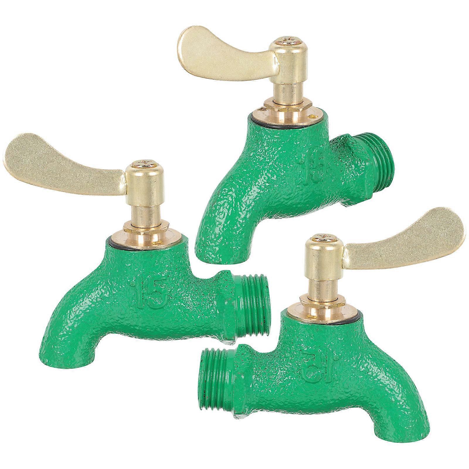 Outdoor Wall Mount Tap Mop Pool Tap 7x7cm Iron Temperature Adjustment Square Style For Garden Use 3Pcs
