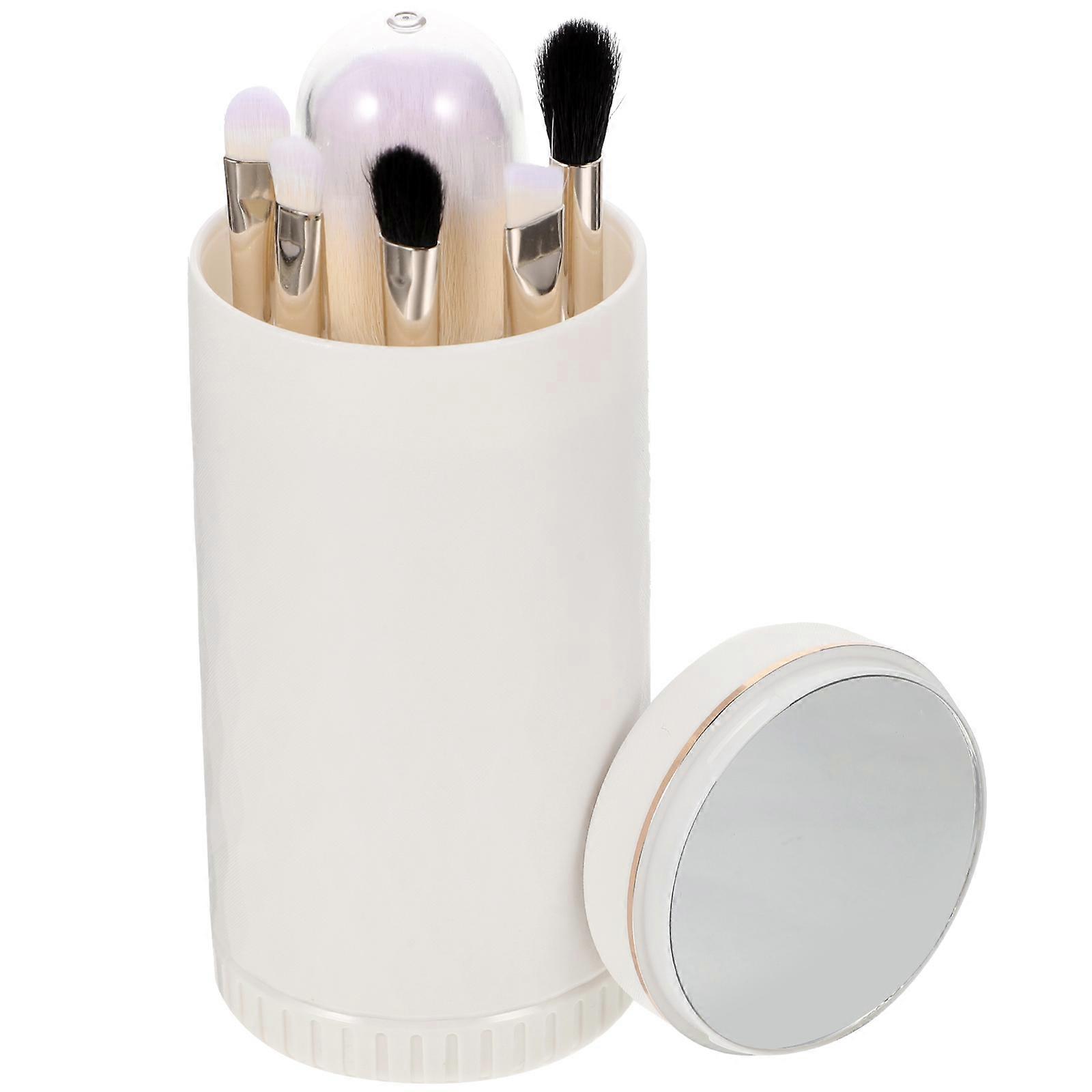Travel Makeup Brush Set with Storage Case Portable Wool Brushes for Professional and Home Use White 10 pcs