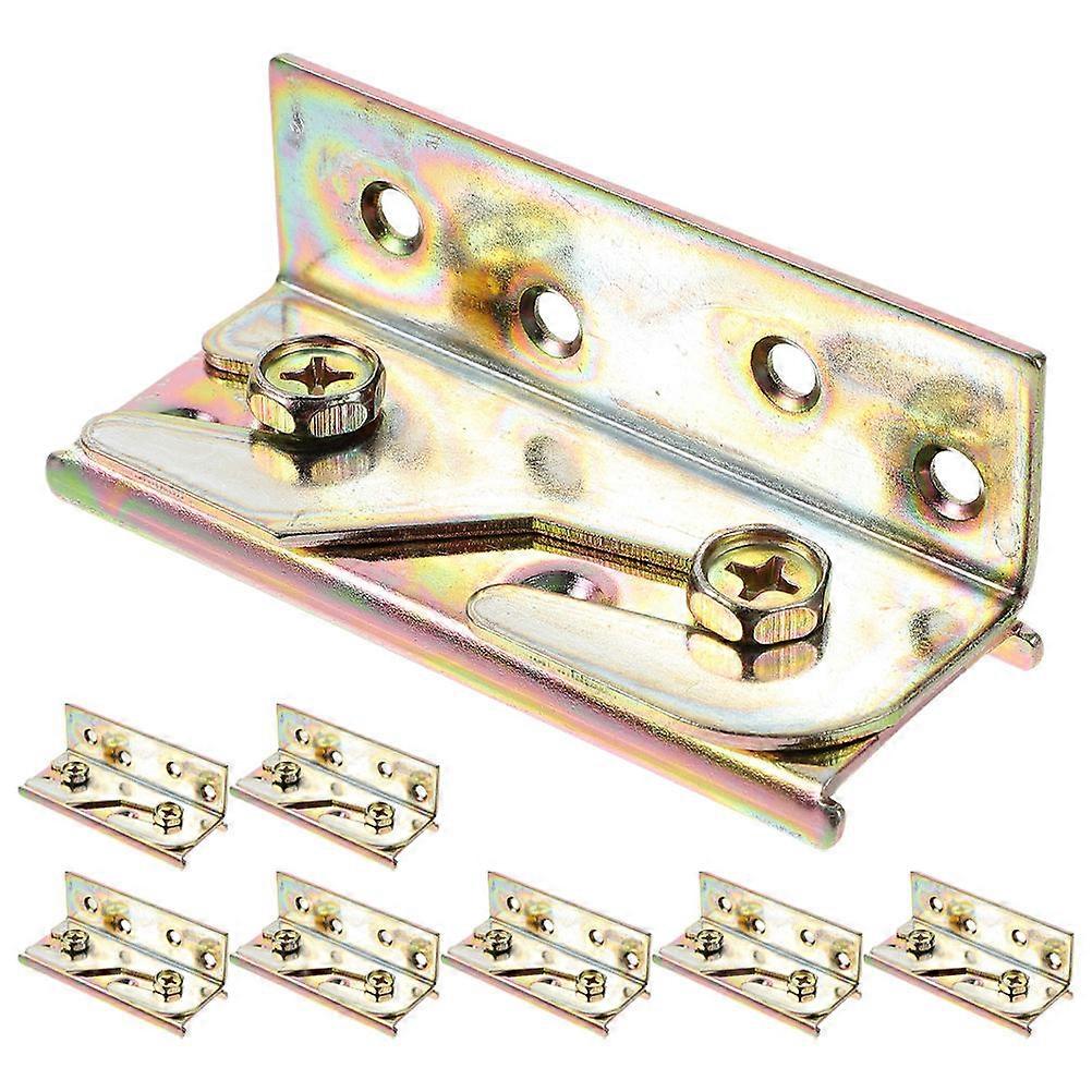 Bed Rail Fittings Metal Bed Frame Hardware Rails Mounted Brackets Golden 9.00X3.00X0.20cm Bed Connection 8Pcs