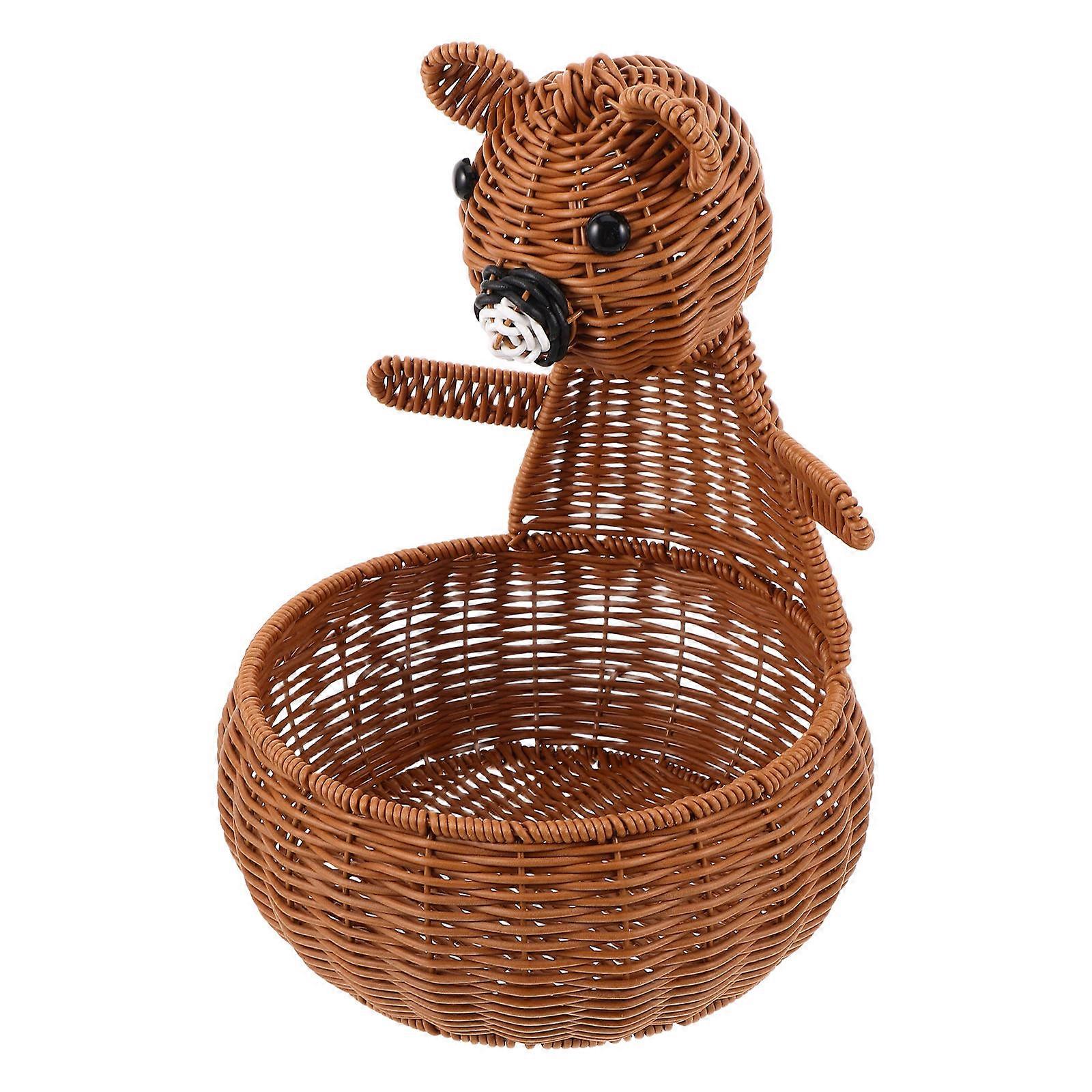 Light Brown Plastic Fruit Basket for Storage Use Vivid Aesthetic Easy Cleaning Versatile 7.5 Inches