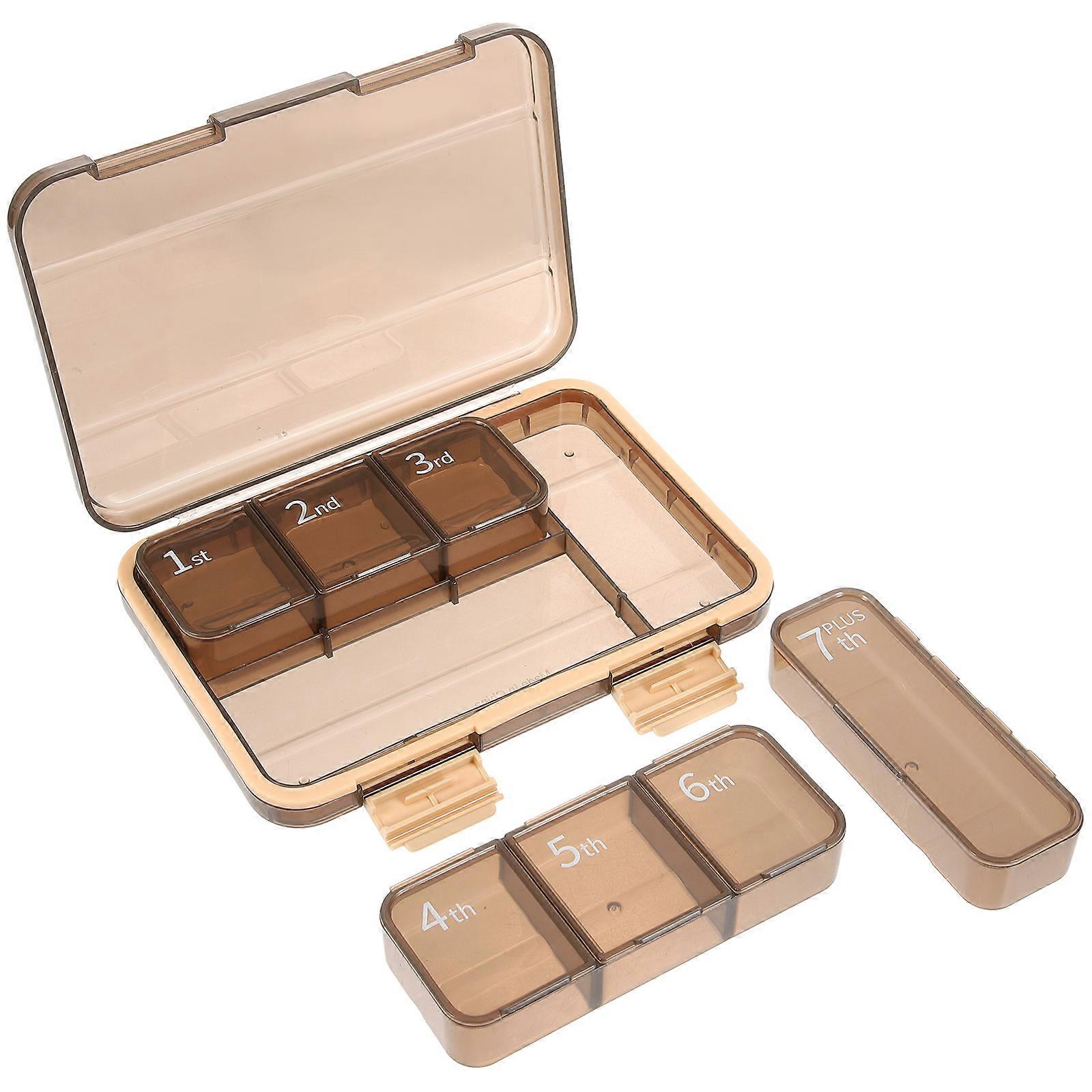 Weekly Medication Pill Organizer Portable Compact Case Work 12x5x2.3CM ABS Material 1Pcs