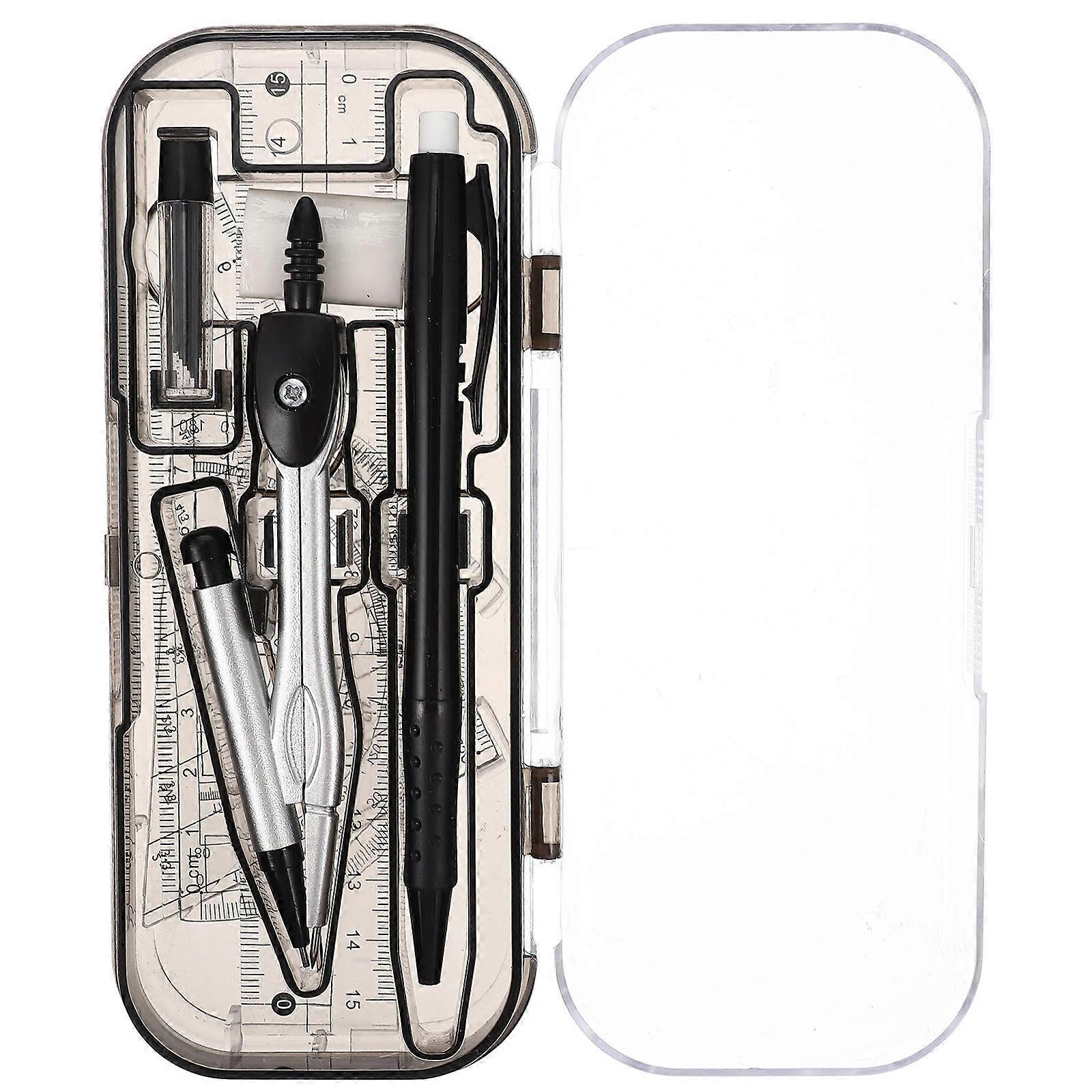 Drawing Compass Toolkit Measuring Tools for Students Teachers Architects Engineers in Black Color Clear Scale 1 Set