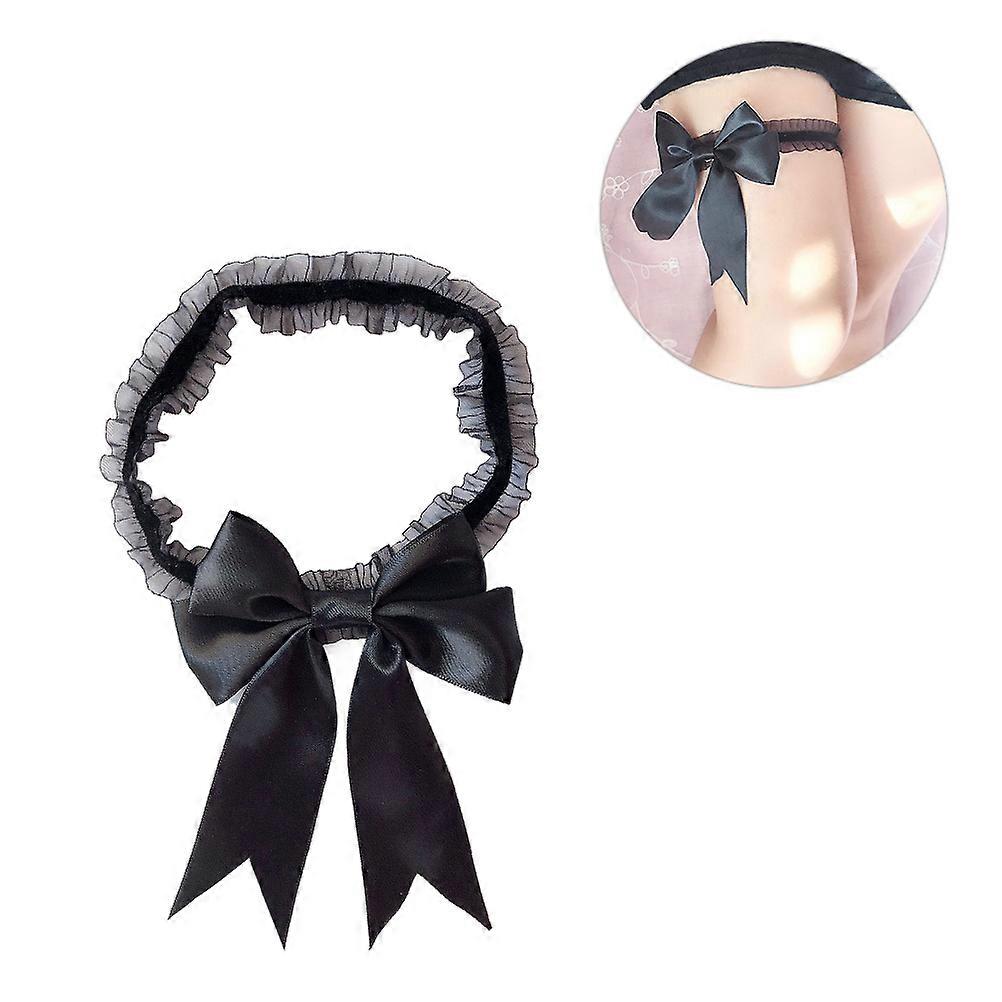Black Bridal Lace Garter for Wedding Decoration Soft and Comfortable Elastic Leg Ring Fits 60cm Thigh Circumference