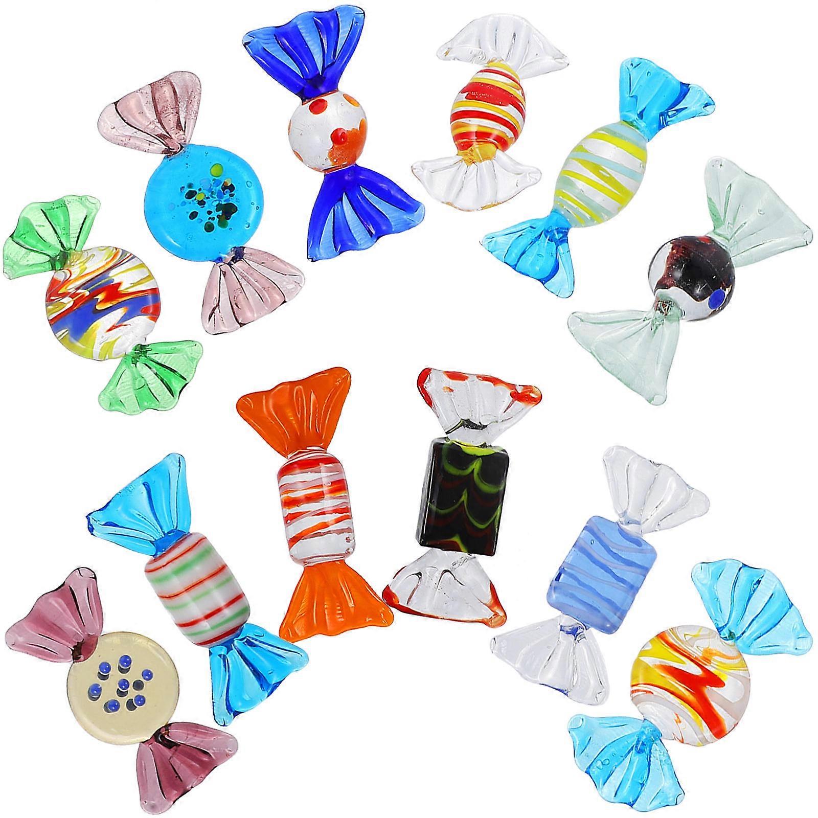 12pcs Glass Candy Ornaments Lifelike Decorative Art for Home Decoration, Sweet Adornment for Charming Indoor Spaces