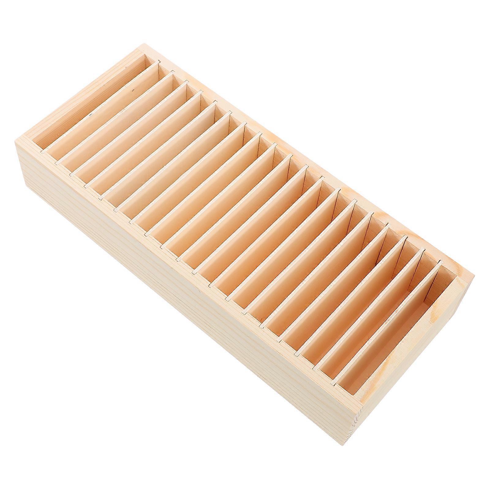 Ayrılabilir Bölme Kutusu Ahşap Kartvizitler Saklama Kutusu Yurt Kullanımı Sarı 32.00X14.00X5.20CM Kartvizitler Depolama 1Paket