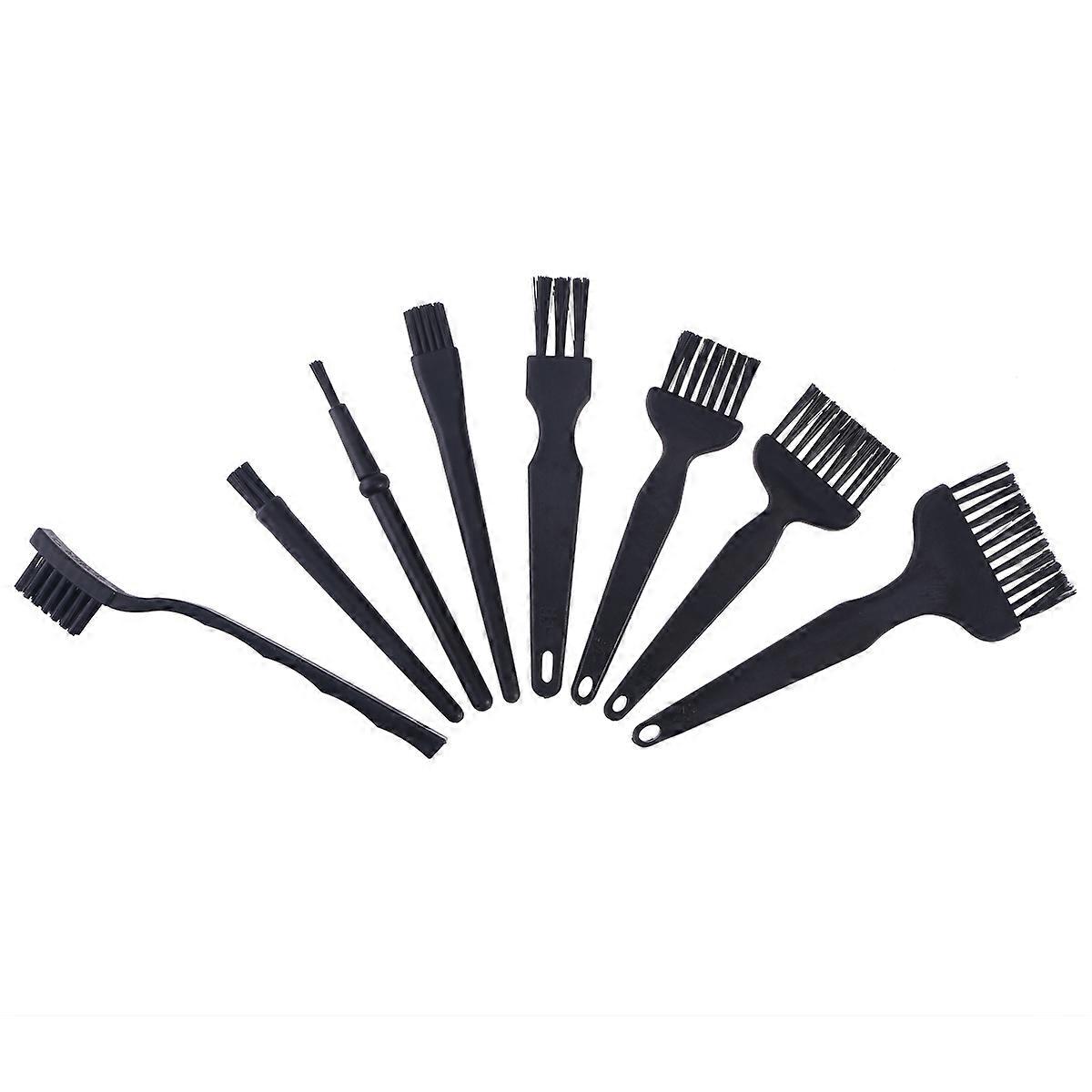 8 Piece Anti Static Brushes Kit for Cleaning Computers Keyboard with Nylon Plastic Black Handle