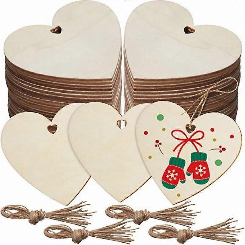 20 قطعة DIY رقائق الخشب فارغة عيد الحب عيد الميلاد الديكور الإبداعي الحب على شكل قلب زخرفة قلادة مرسومة باليد