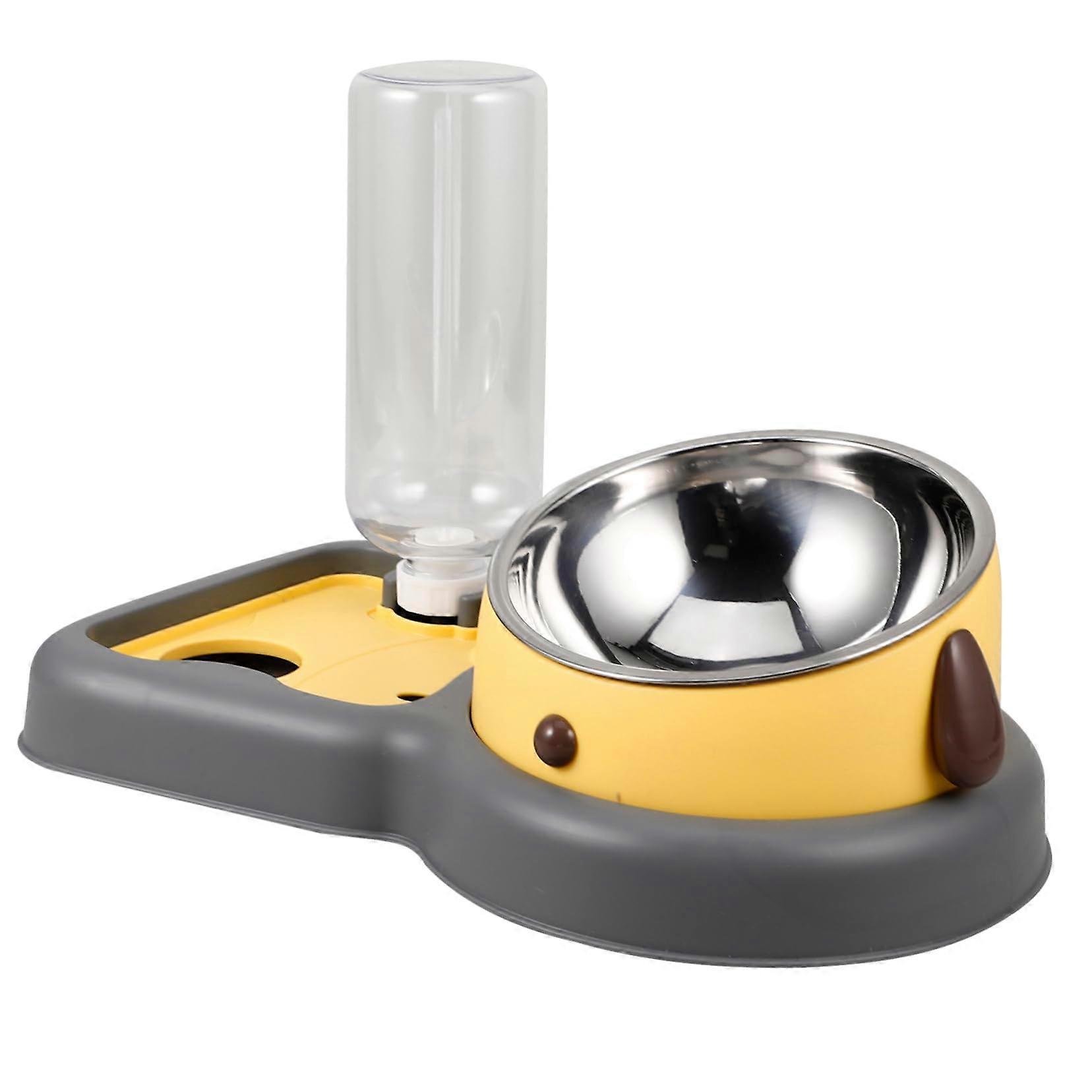 Automatic Water Dispenser for Pets Slow Feeder Stable 500ml Yellow for Dogs and Cats