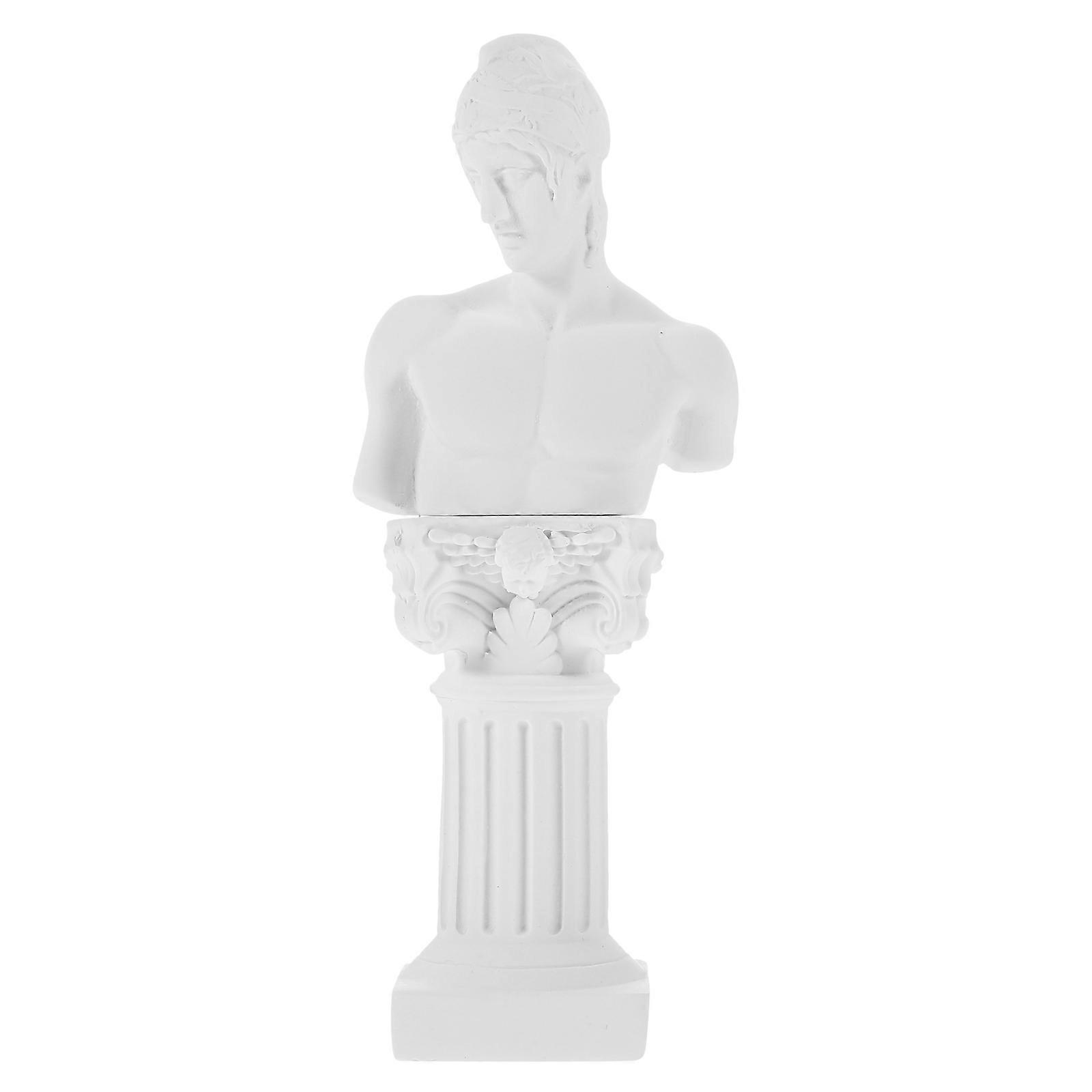 1 Set Greek Statue Resin Sculpture with Roman Column Stand, Decorative Home Table Ornament, Lightweight Stable Design, Housewarming Gift