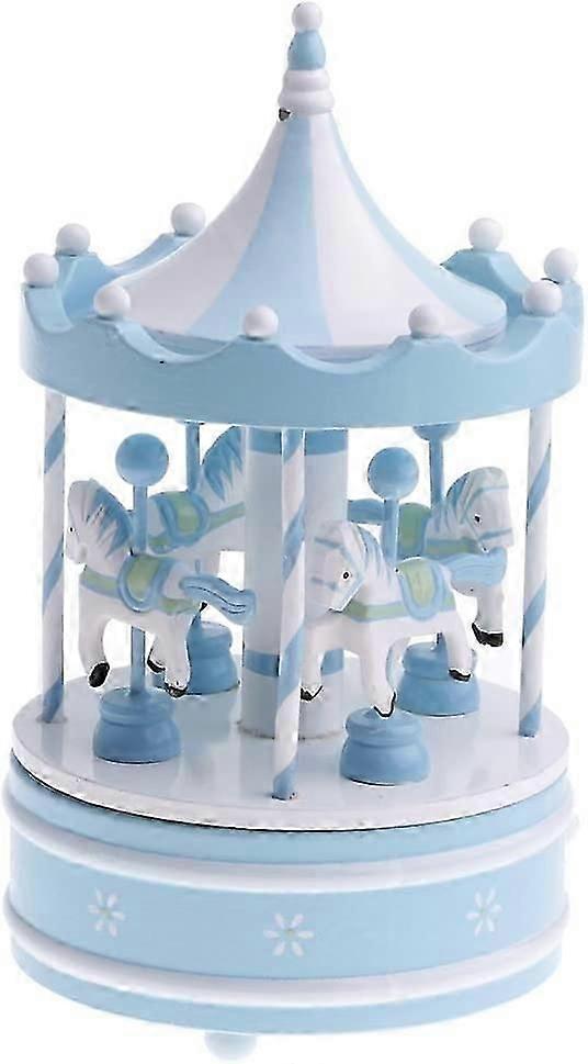 Blue Carousel Music Box Clock Movement Toy