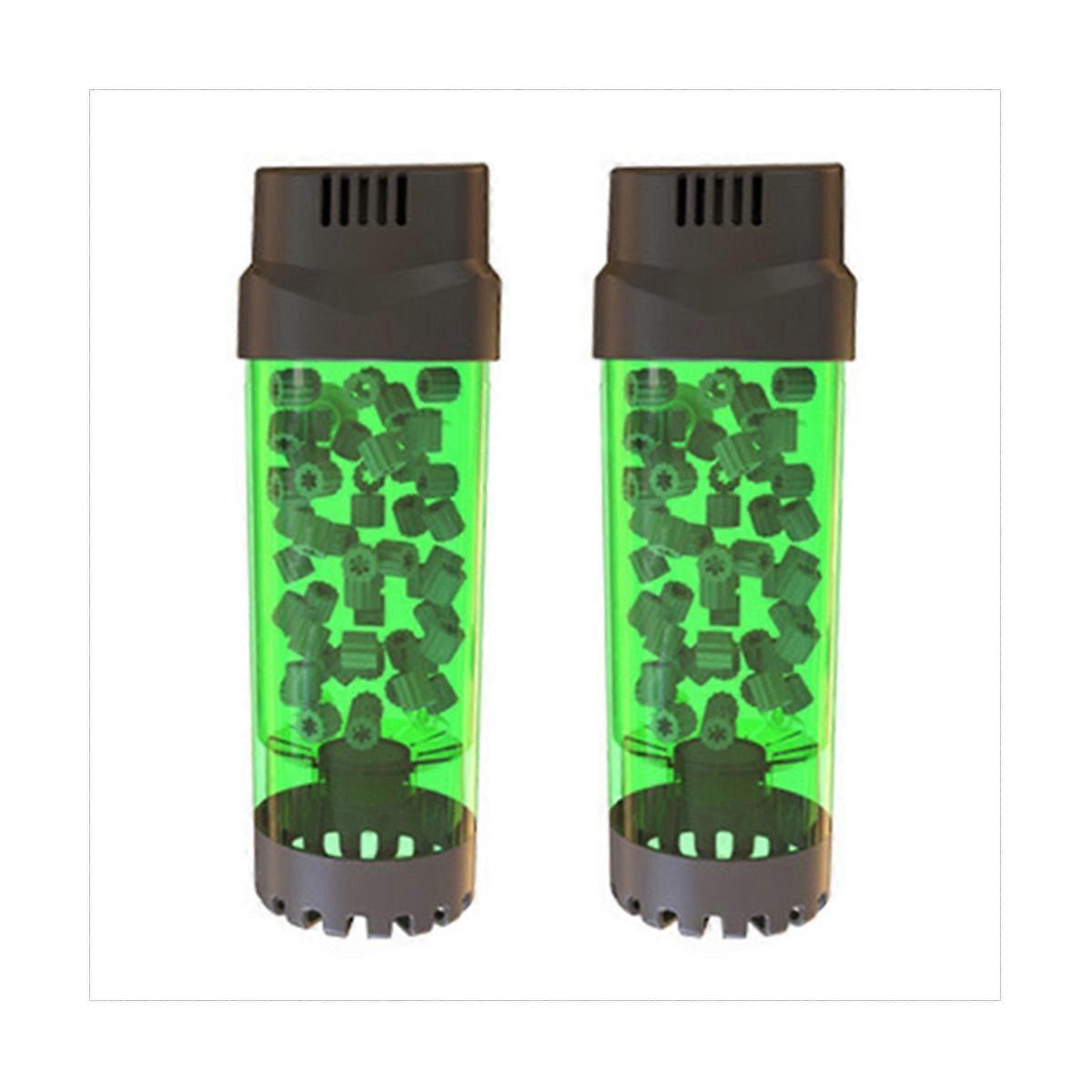 2X Aquarium Fish Tank Fluidized Moving Bed Filter Bubble Bio Media Filter with Air Stone and Sponge