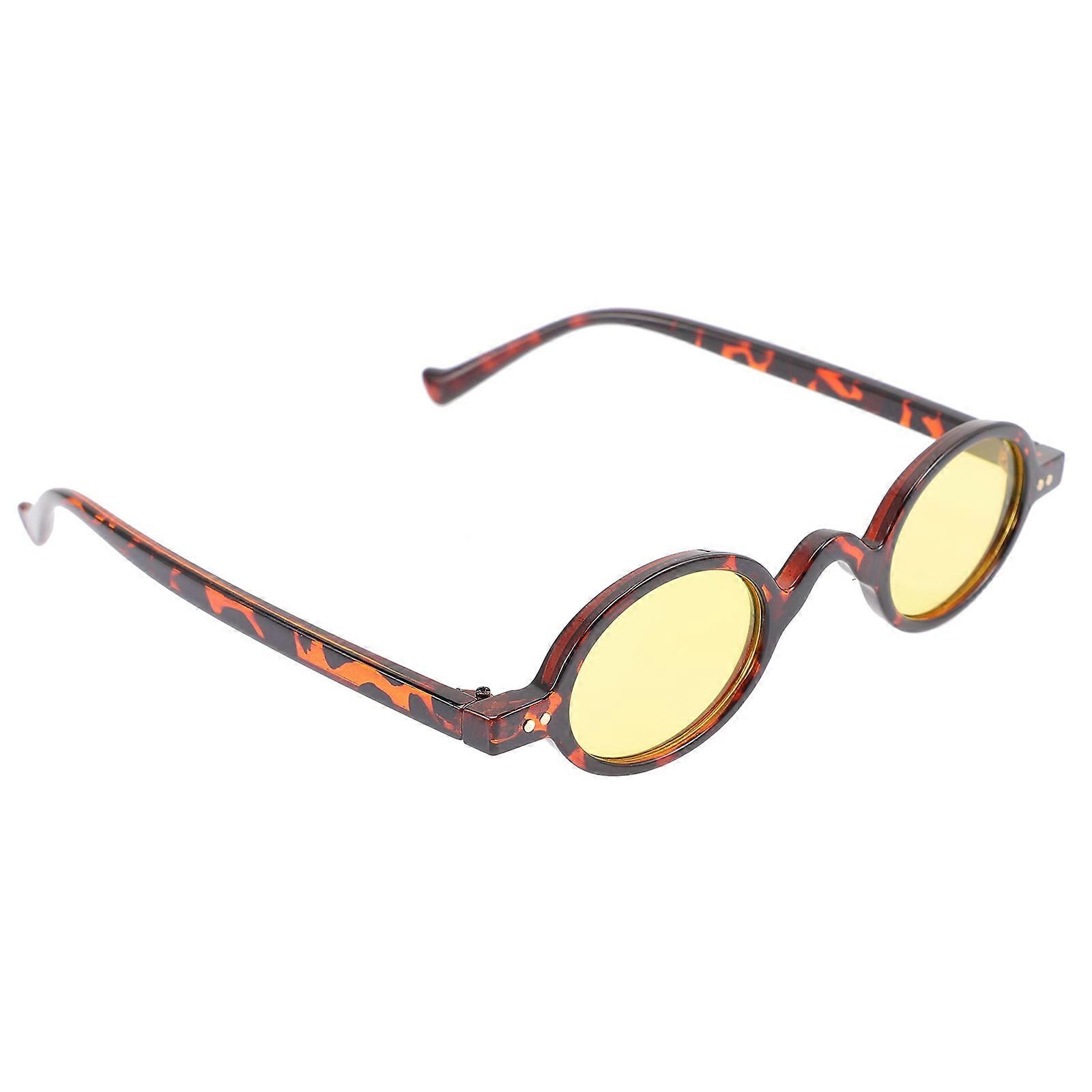 Retro Sunglasses Leopard Pattern Glasses for Decoration 1Pair Yellow Ac