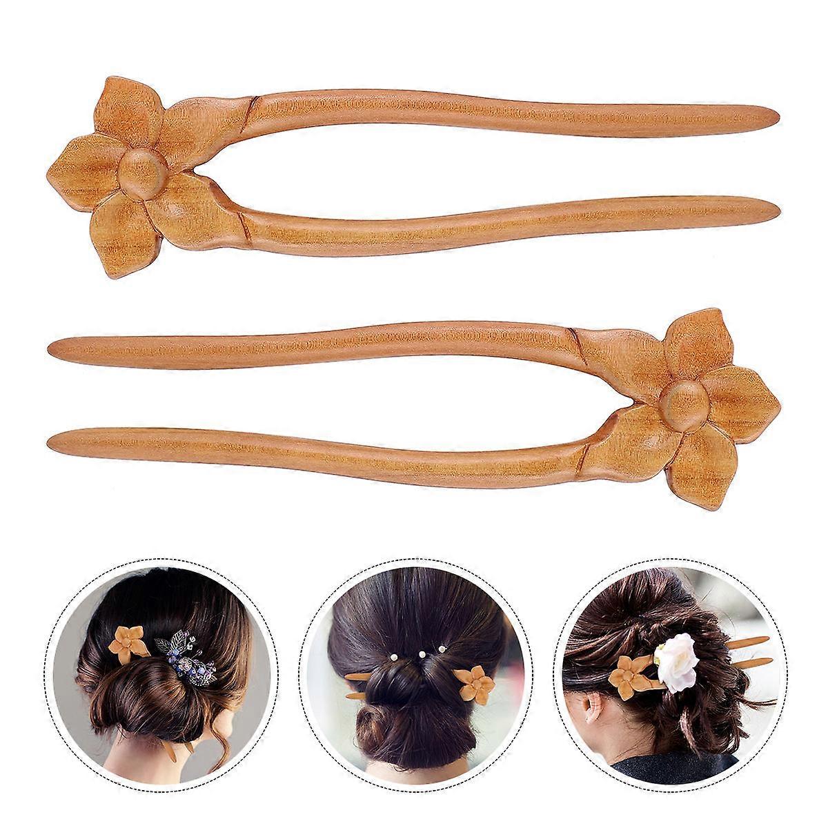 Retro Hairpin Durable Wood Clip for Decoration Light Brown Simple Design Elegant Style
