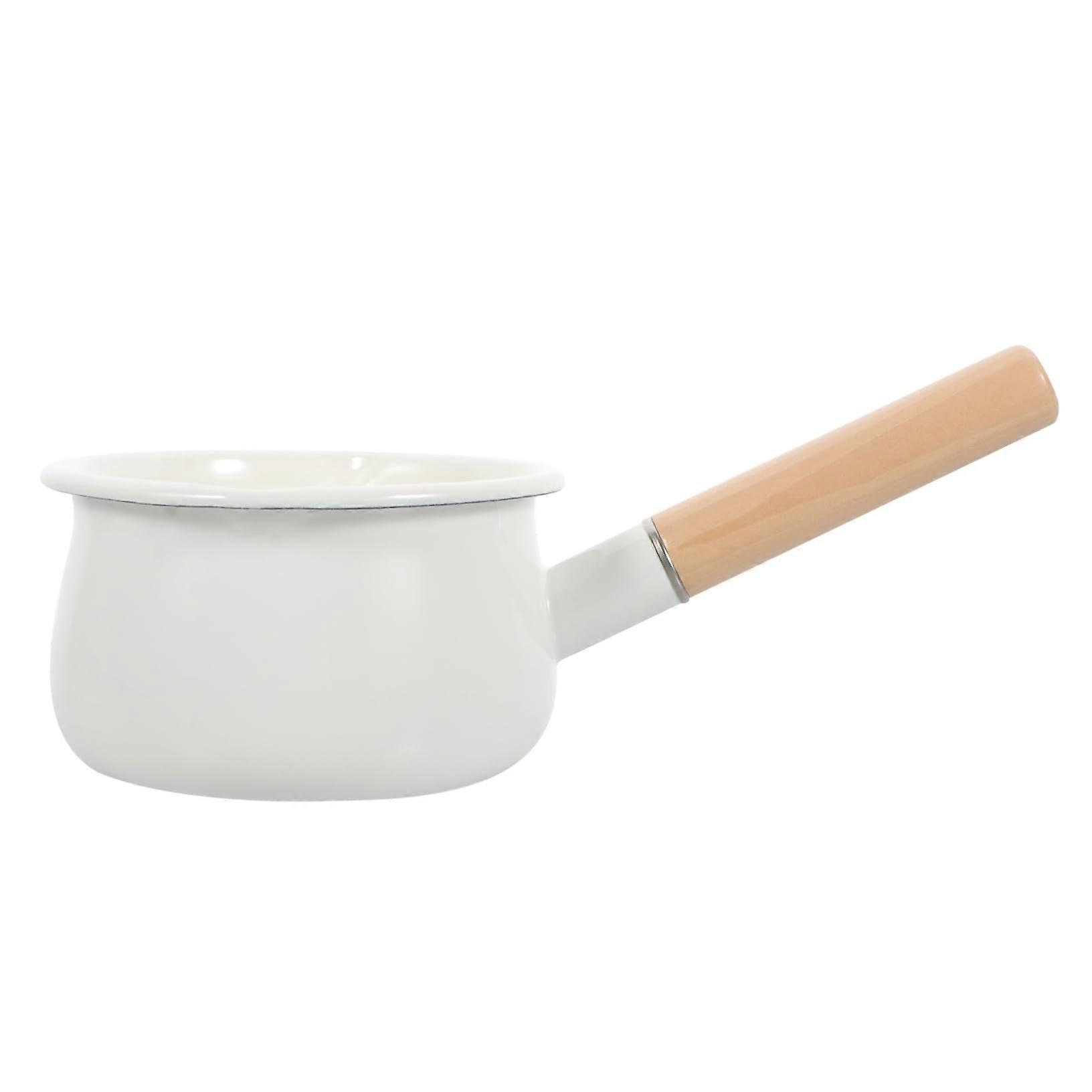 Enamel Cookware Multi-Purpose Milk Pot for Instant Noodles, Soups, and Baby Food, Induction Compatible, Lightweight White