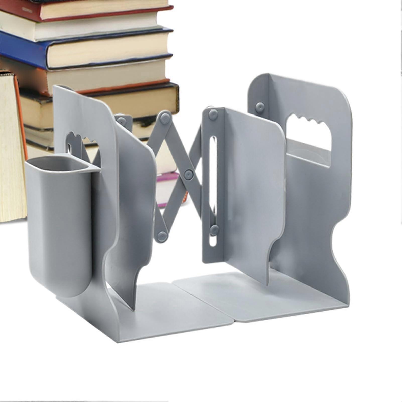Heavy Bookends, Adjustable Book Organizer | Sturdy Expandable Storage for Magazines, Pens, Office Desk, Bedroom, Classroom