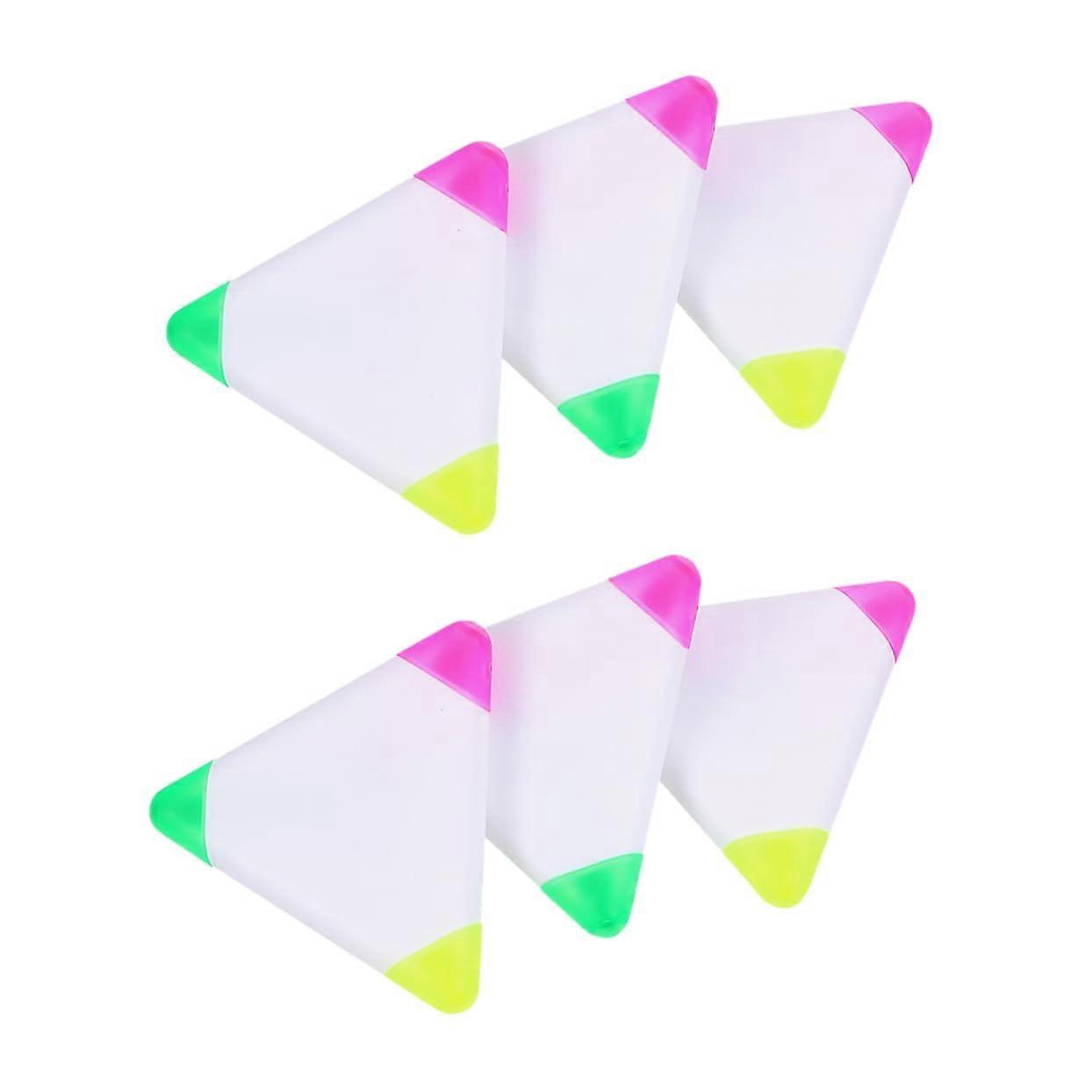 Highlighter Brushes Pack of 6 Coloured Marker Pens for Creative Cute Fluorescent Markings and Colorful Artwork