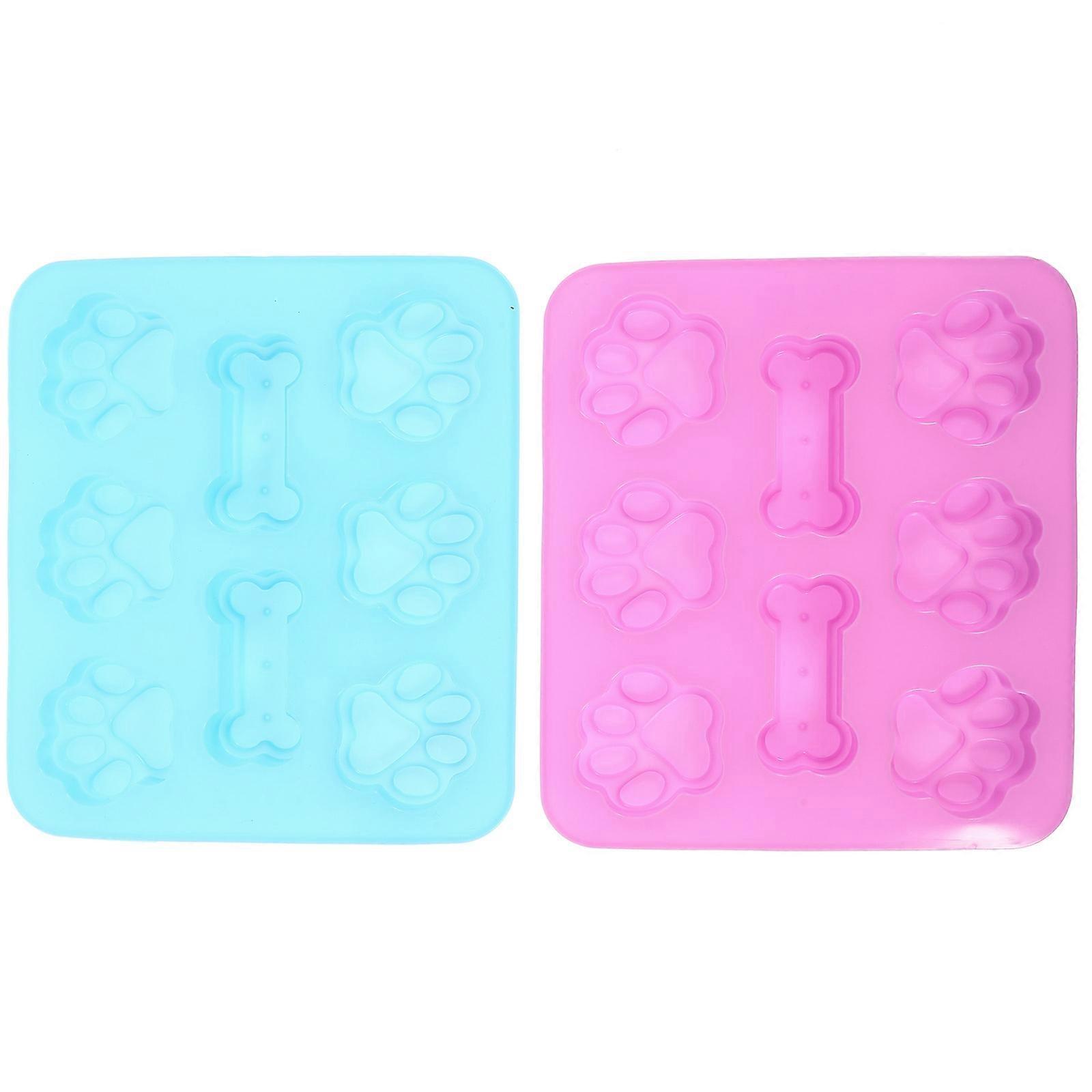 Silicone Treat Mold 2Pcs Bone And Dog Paw Shape For Dog Snacks Suitable For Home Kitchen And Shopping Mall 17.6x15.9x1.2cm