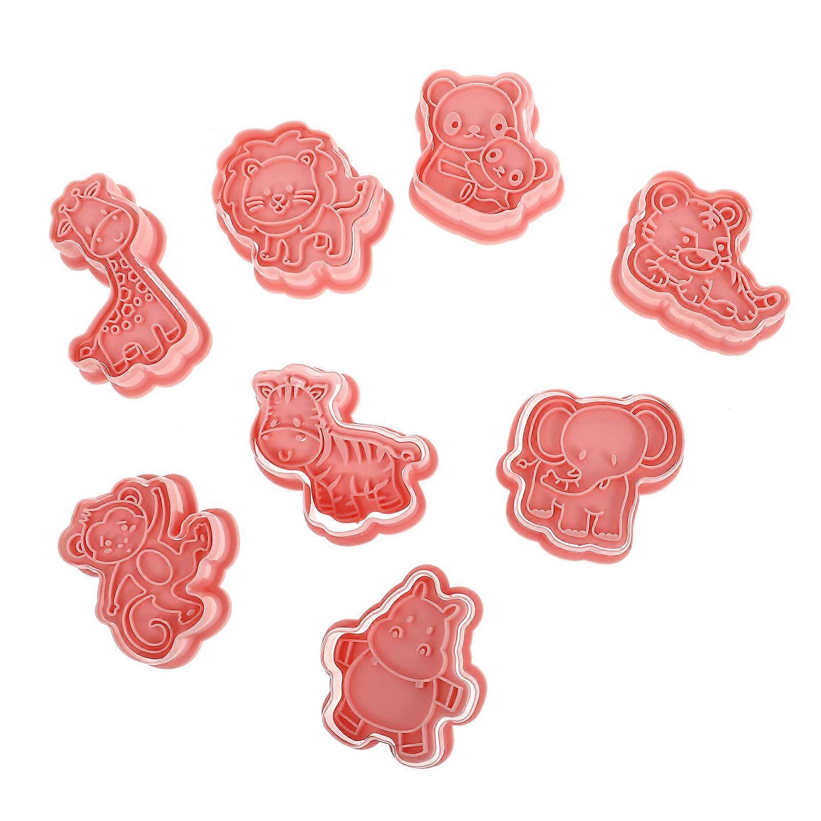 8pcs Animal Cookie Molds Pink Baking Molds for Creative Biscuit Pressing, Safe Material for DIY Treats and Party Snacks