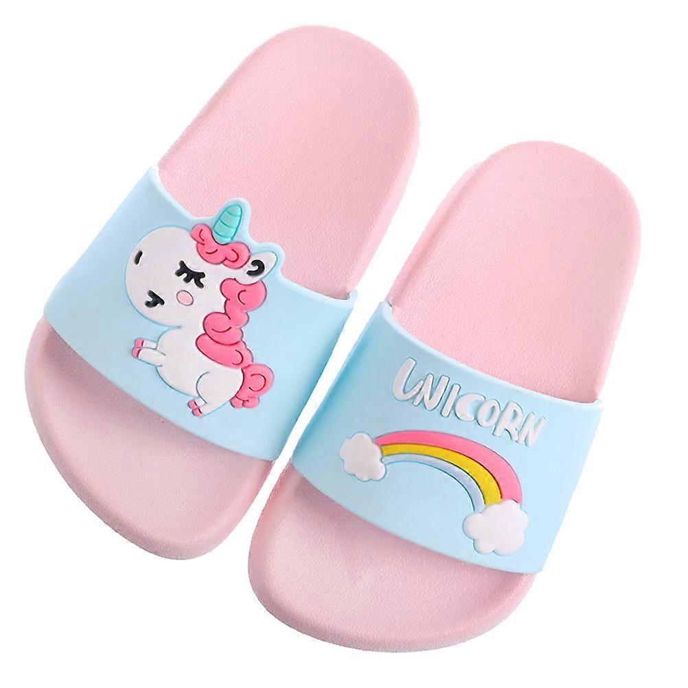 Cartoon Unicorn Pattern Slippers For Children Boys Girls In Pink 30-31 Yards Non-Slip 1 Pair