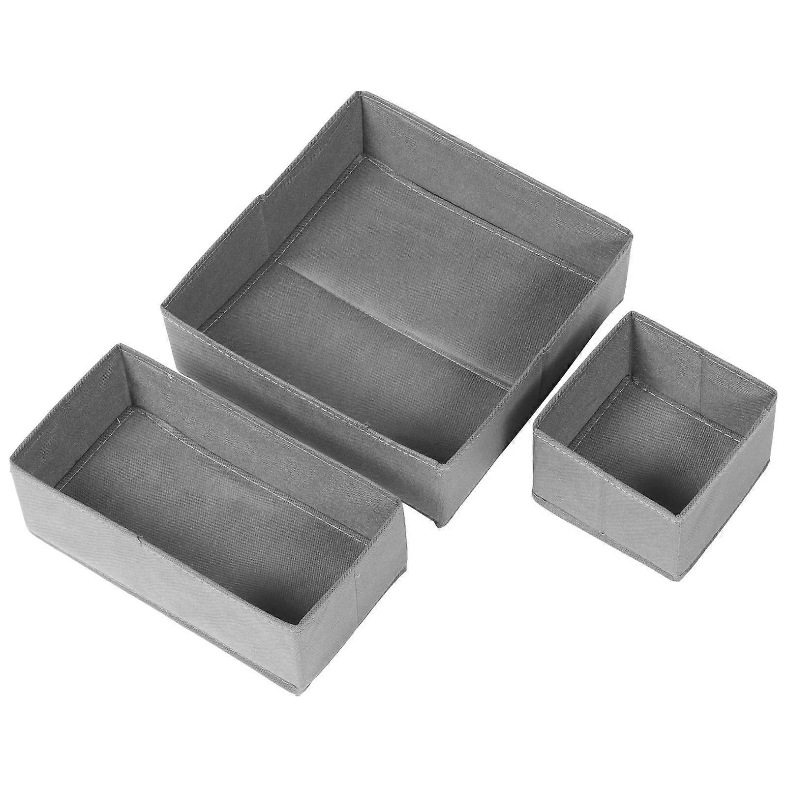 Socks Organizers And Storage 3Pcs Rectangular Boxes For Home Organization Grey Wear-resistant Storage Solutions