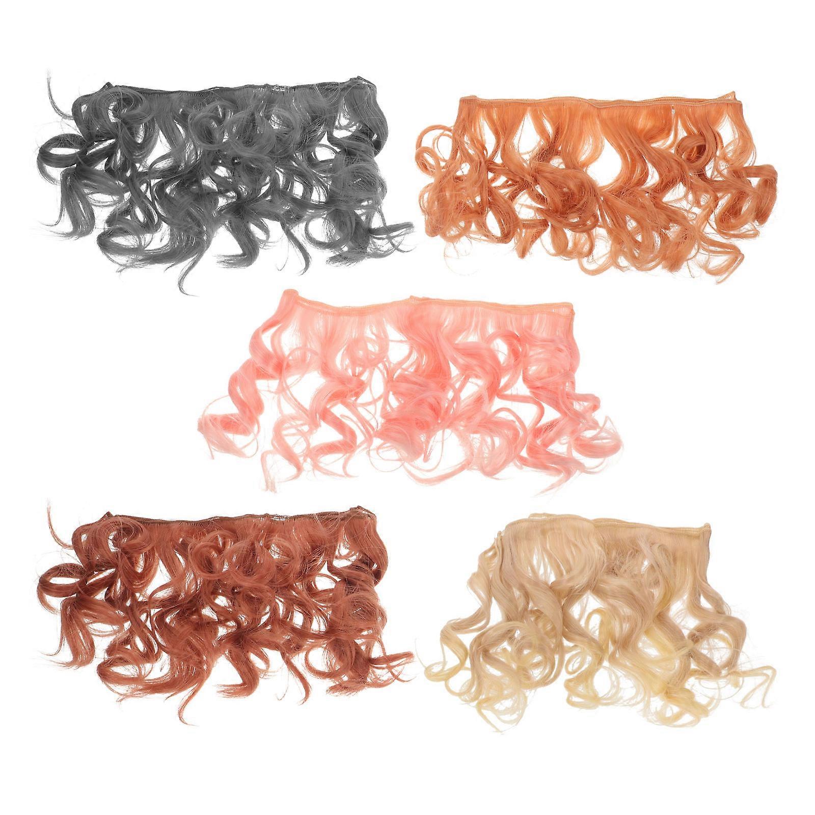 5pcs Simulated Doll Curly Hair Wig for Repair DIY Model Figure Assorted Color High Temperature Fiber