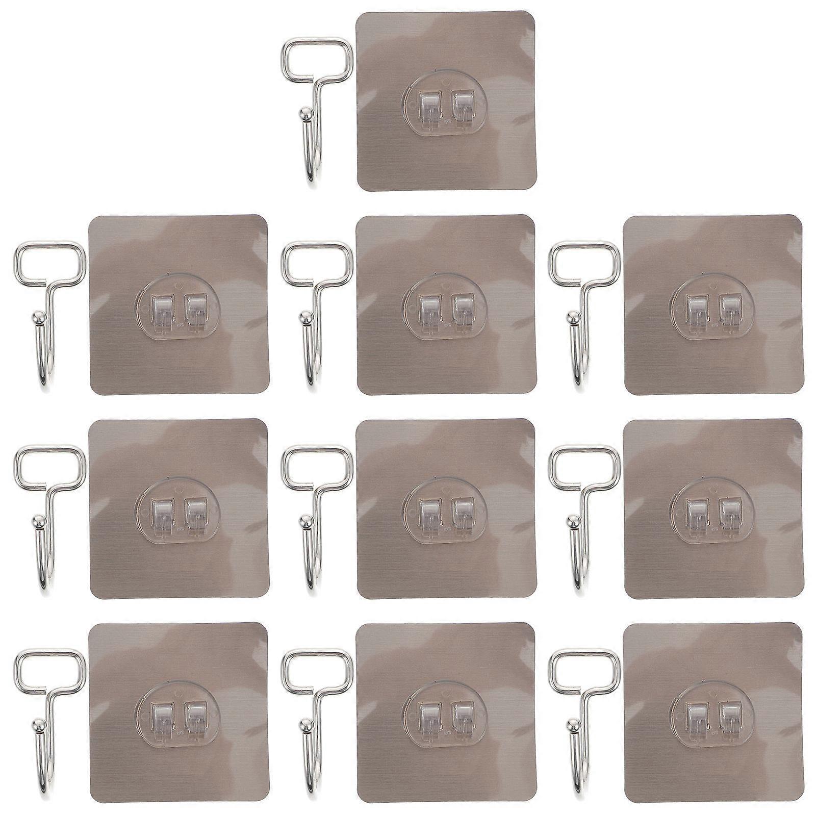 10Pcs Space-saving Punch- Hooks Crafted From Stainless Steel For Home Decoration In Silver