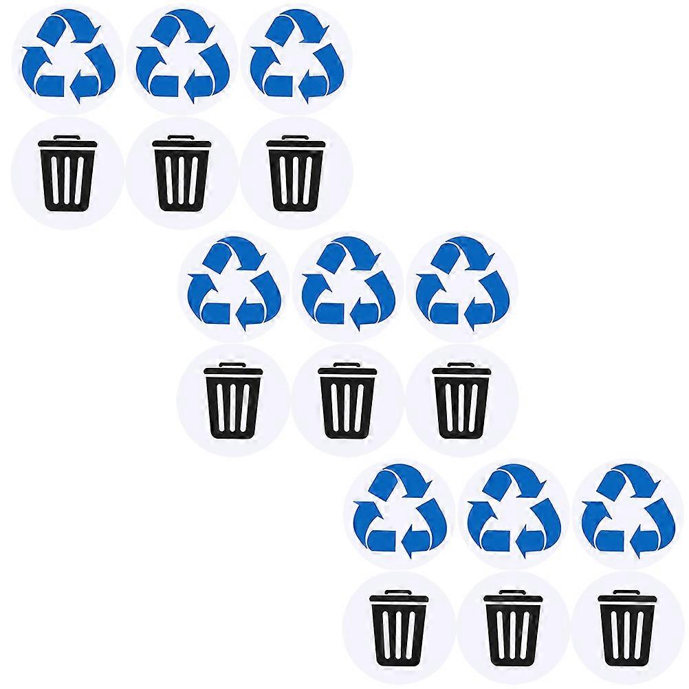 Trash Can Decals For Public Place Managers Assorted Color PVC Waste Sorting 1 Set