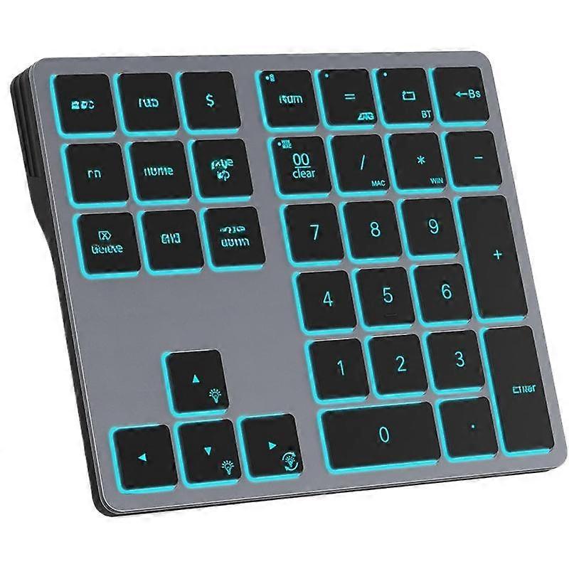 Tastierino numerico Bluetooth retroilluminato multifunzione in lega di alluminio 34 tasti Numero