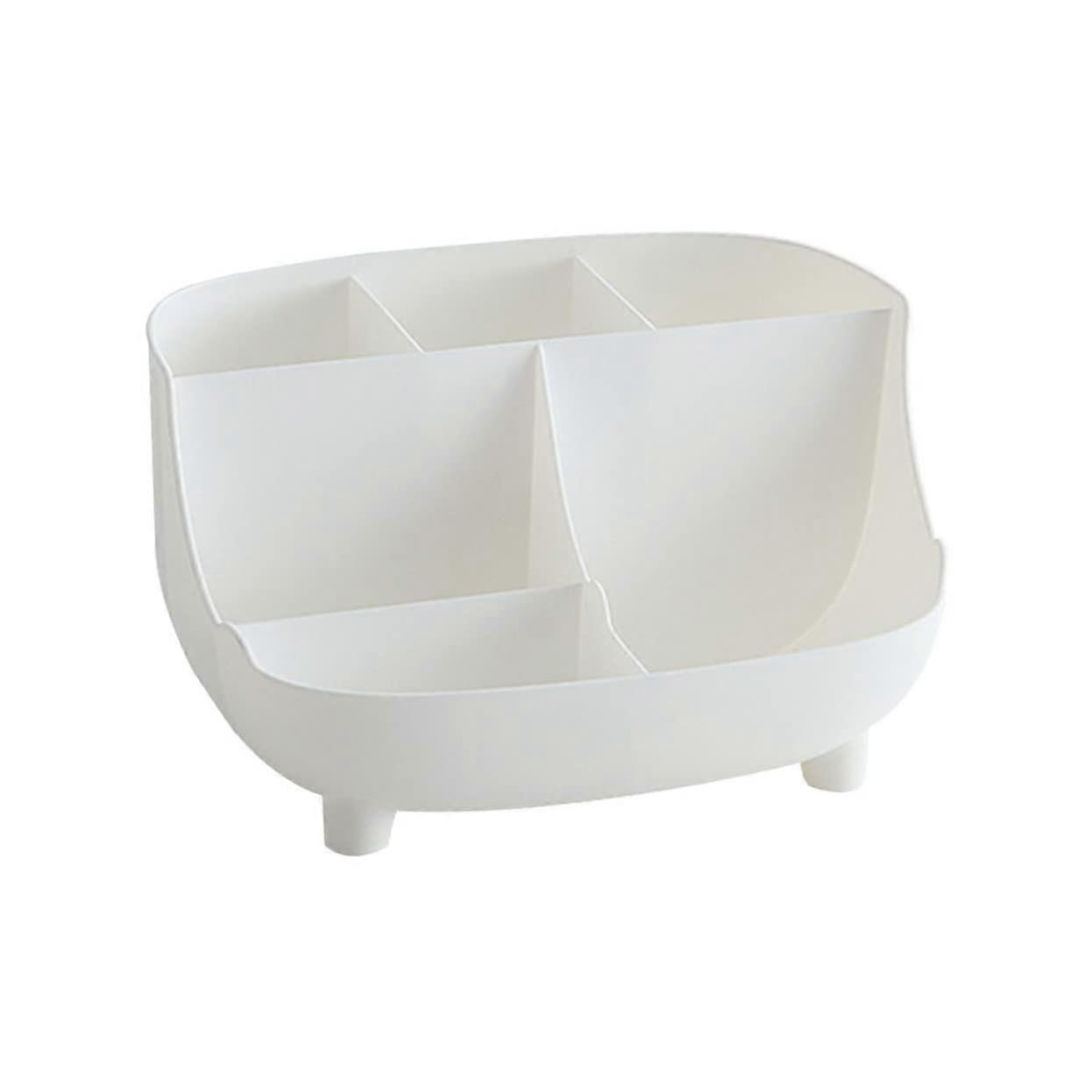 White Modern Style Plastic Letter Paper Holder Bathroom Organizer with Multiple Compartments for Desk Storage