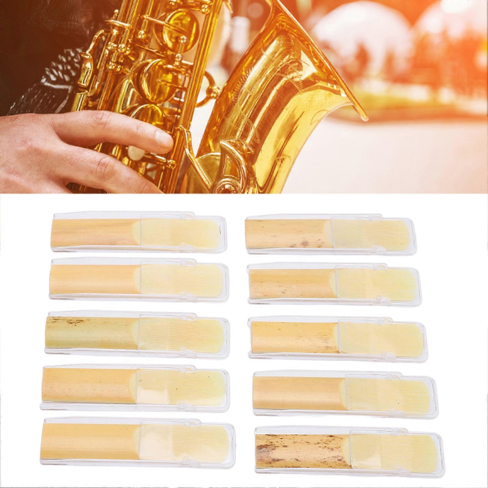 10Pcs Alto Saxophone Reeds 2.5 E Flat Sax Woodwind Accessories with Transparent Box 