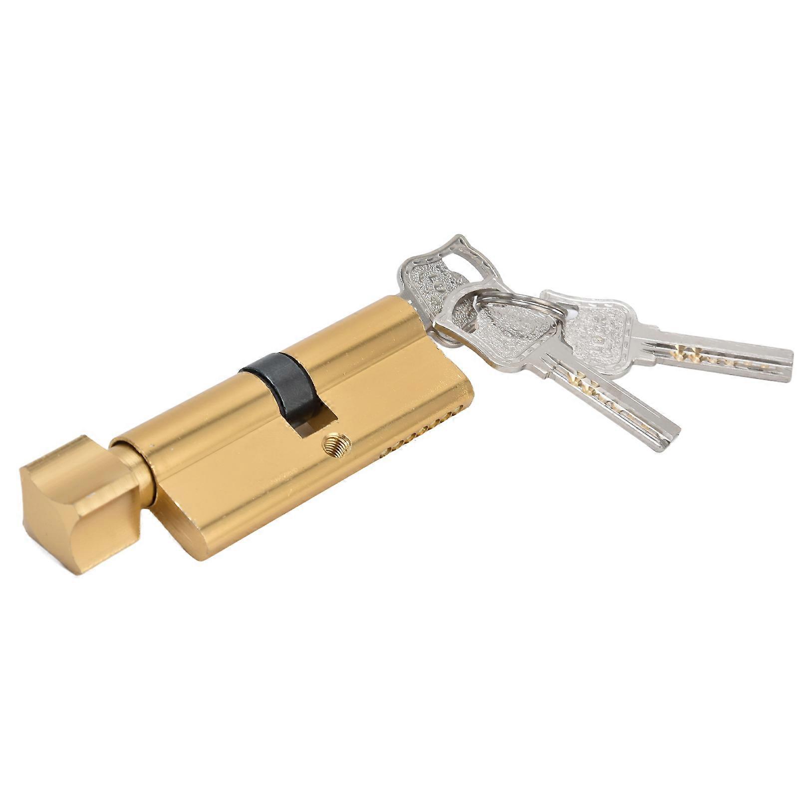 Cylinder Lock Door Locker Core Home Security System Tool Aluminum with Key for Cabinet Mailbox Drawer CupboardGold 