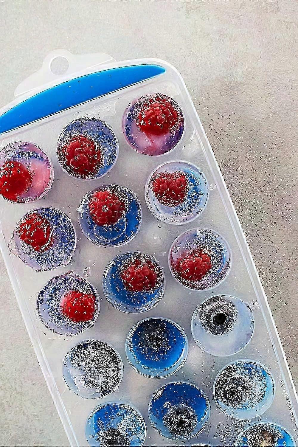 Silicone Ice Cube Tray with 21 Easy Pop-Out Cubes, 11.9x29.9x2.5cm, Blue for Cocktails & Drinks